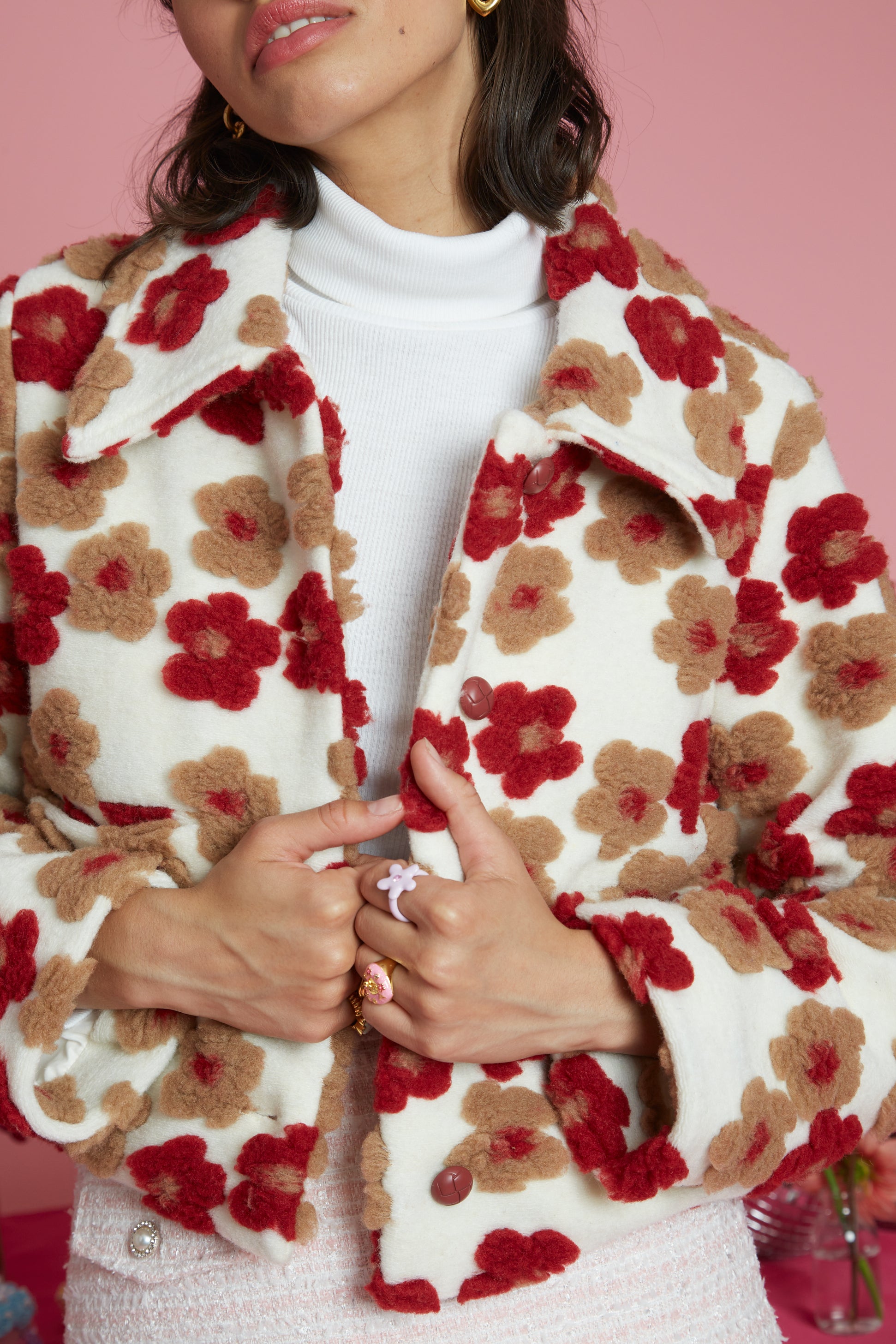 Red hot sale flower jacket