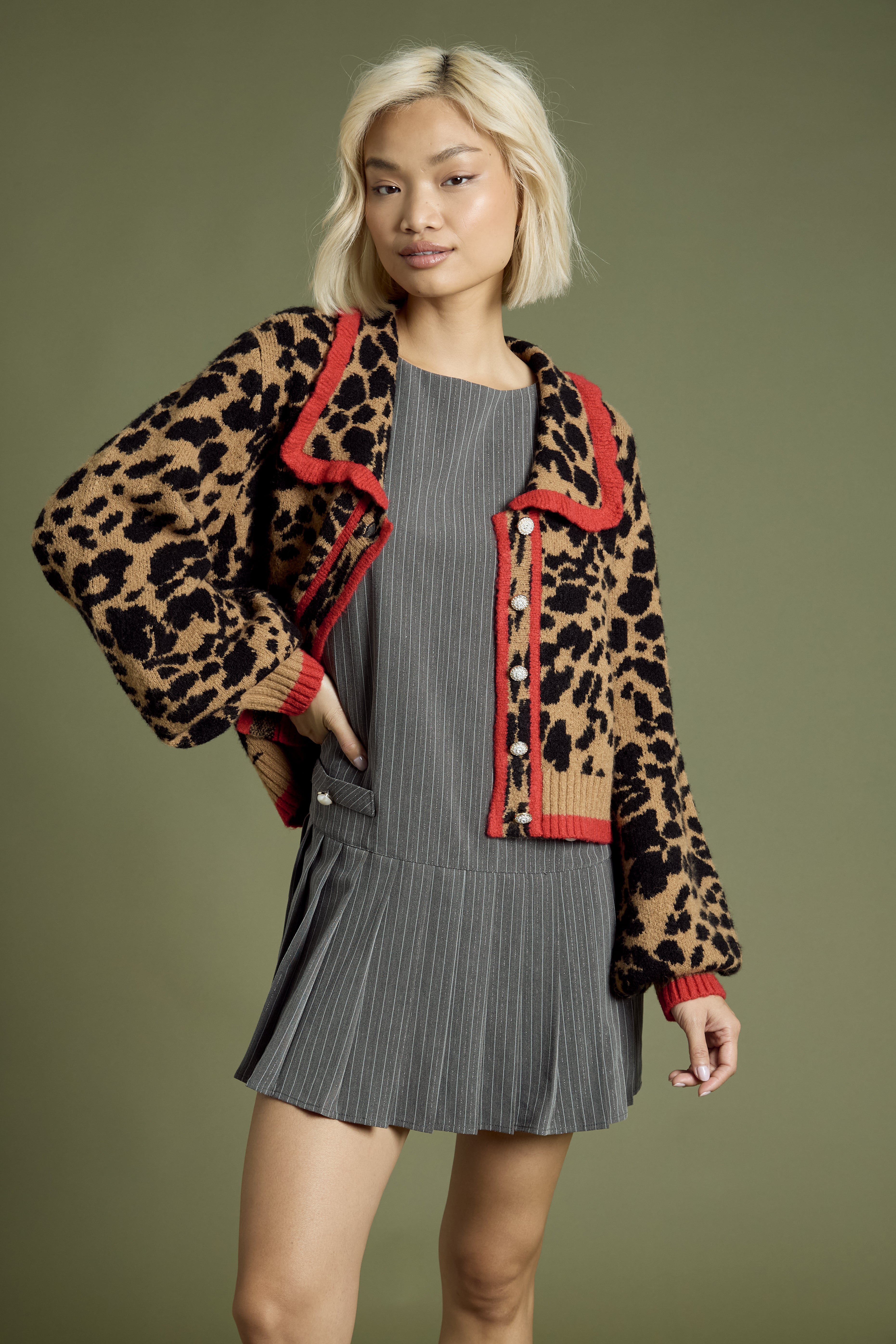 Blake Leopard Collar Cardigan