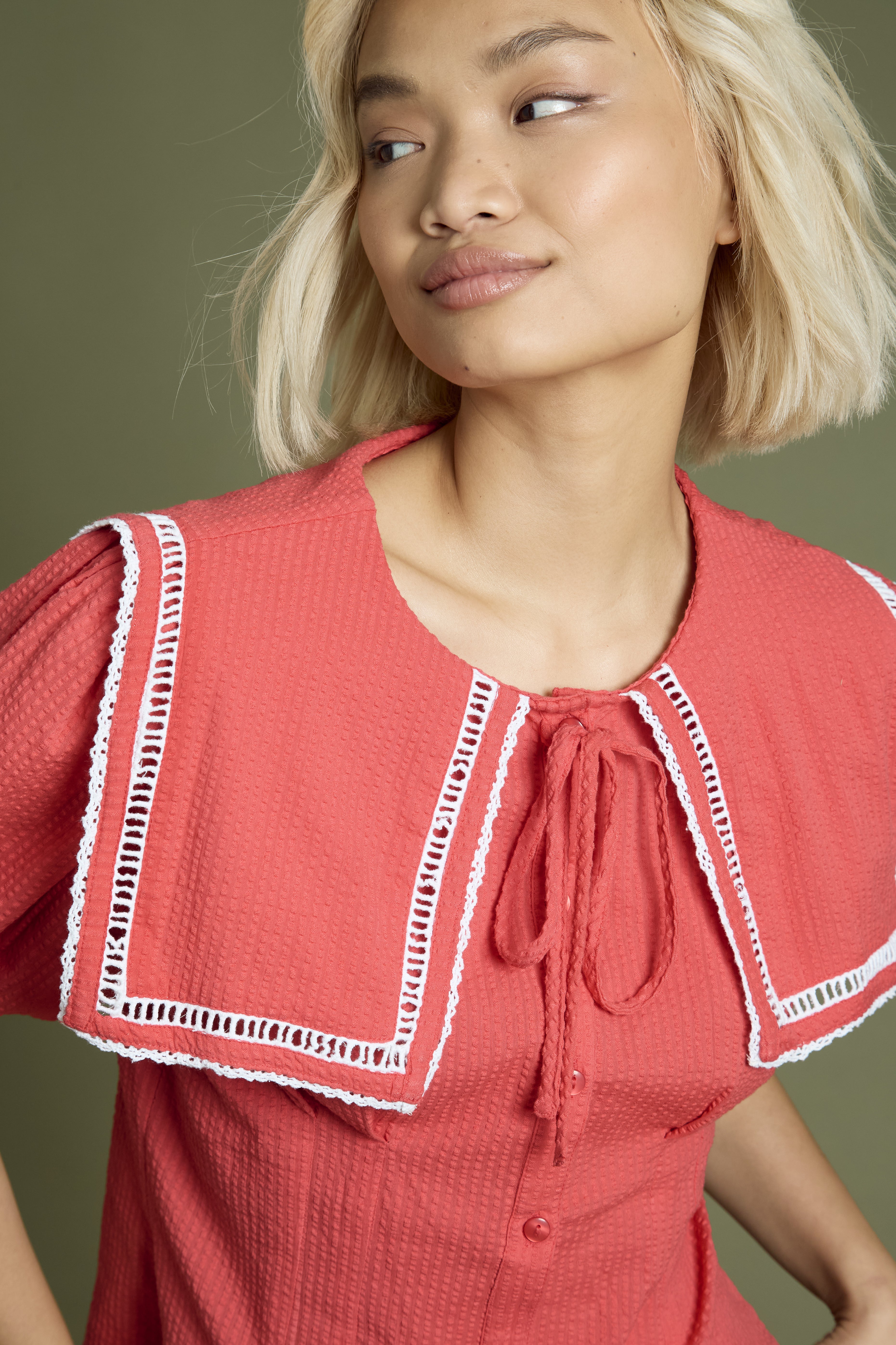 Wren Oversized Sailor Collar Fitted Blouse