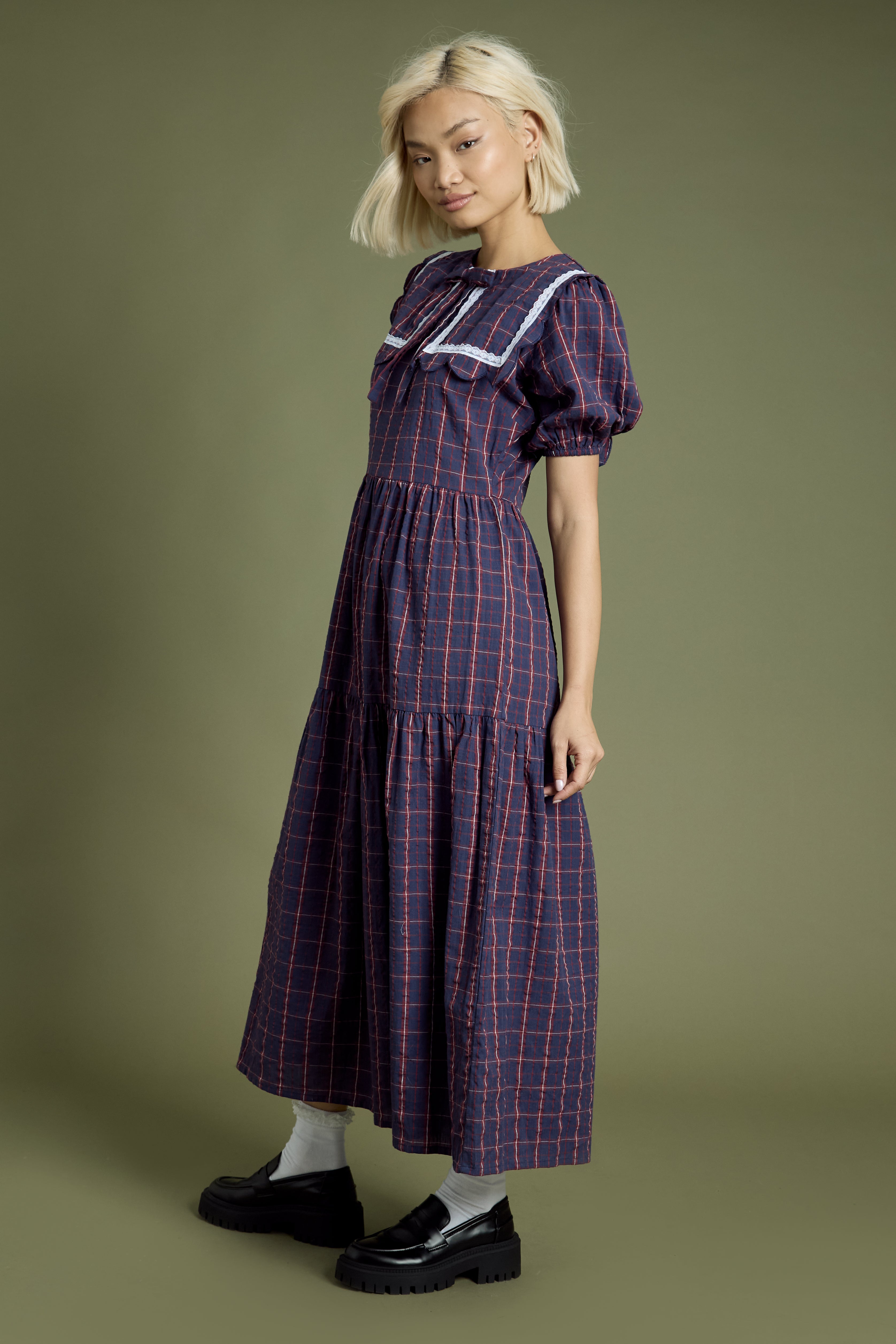 Meredith Check Tiered Midaxi Dress