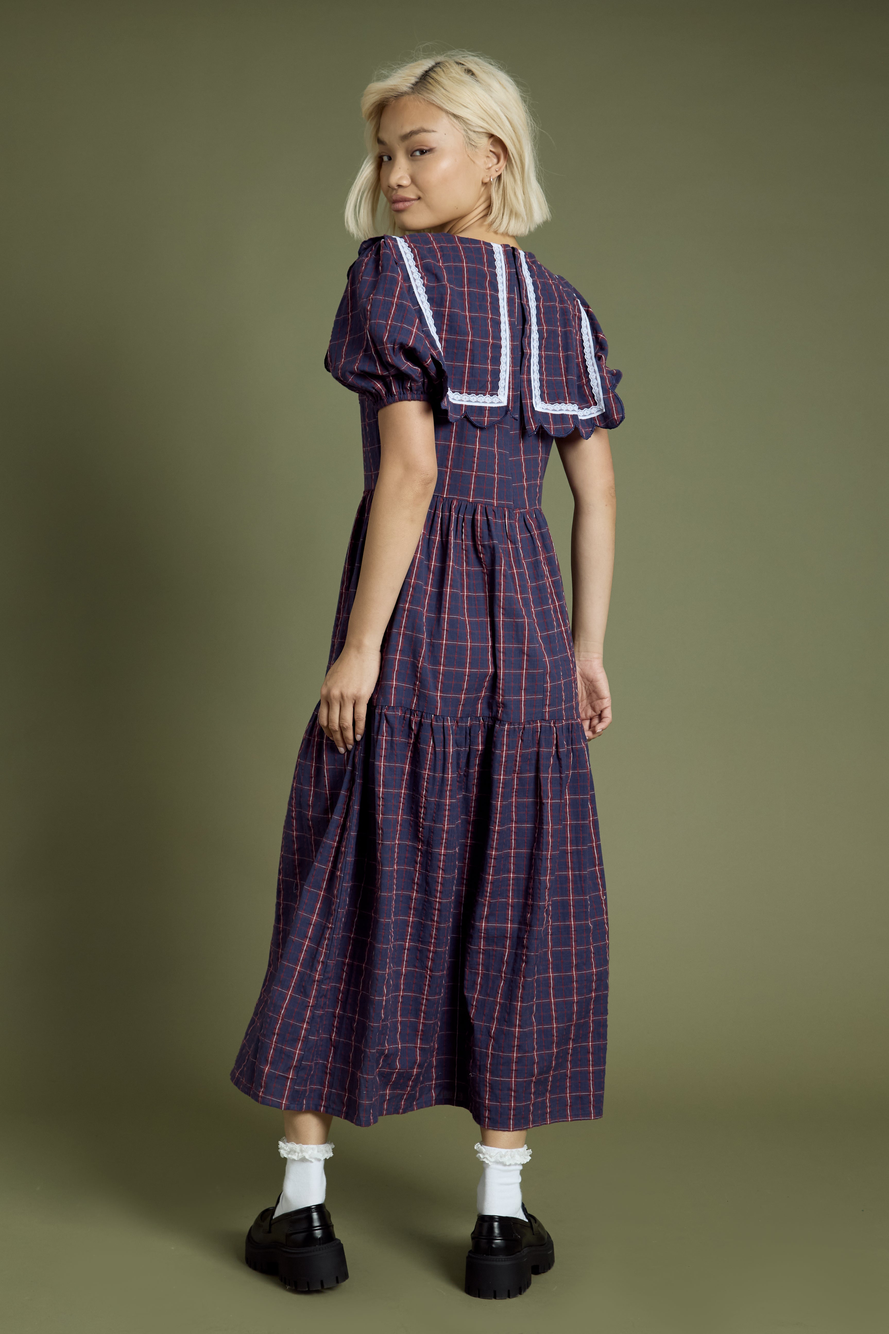 Meredith Check Tiered Midaxi Dress