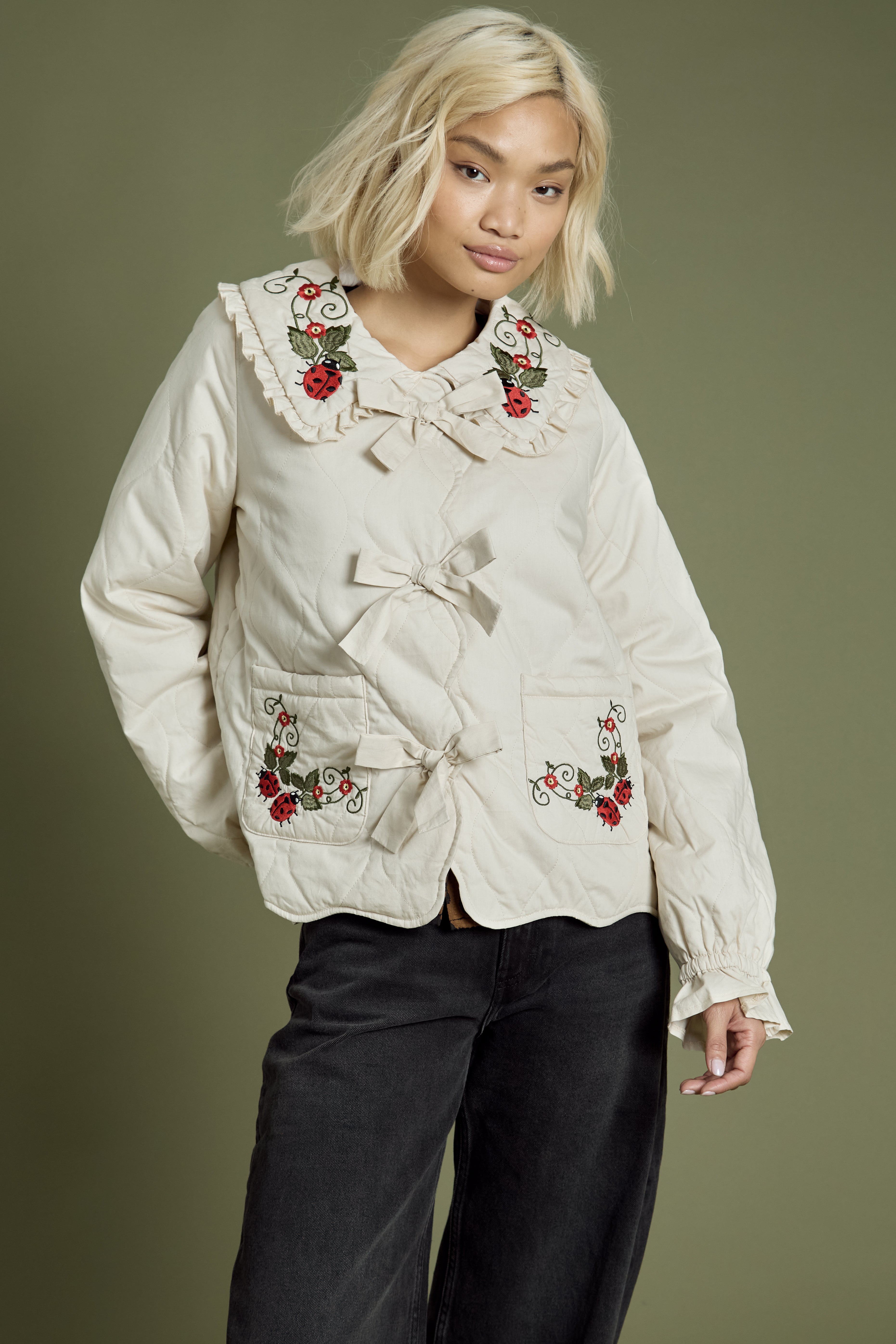 Bettie Embroidered Quilted Overcoat