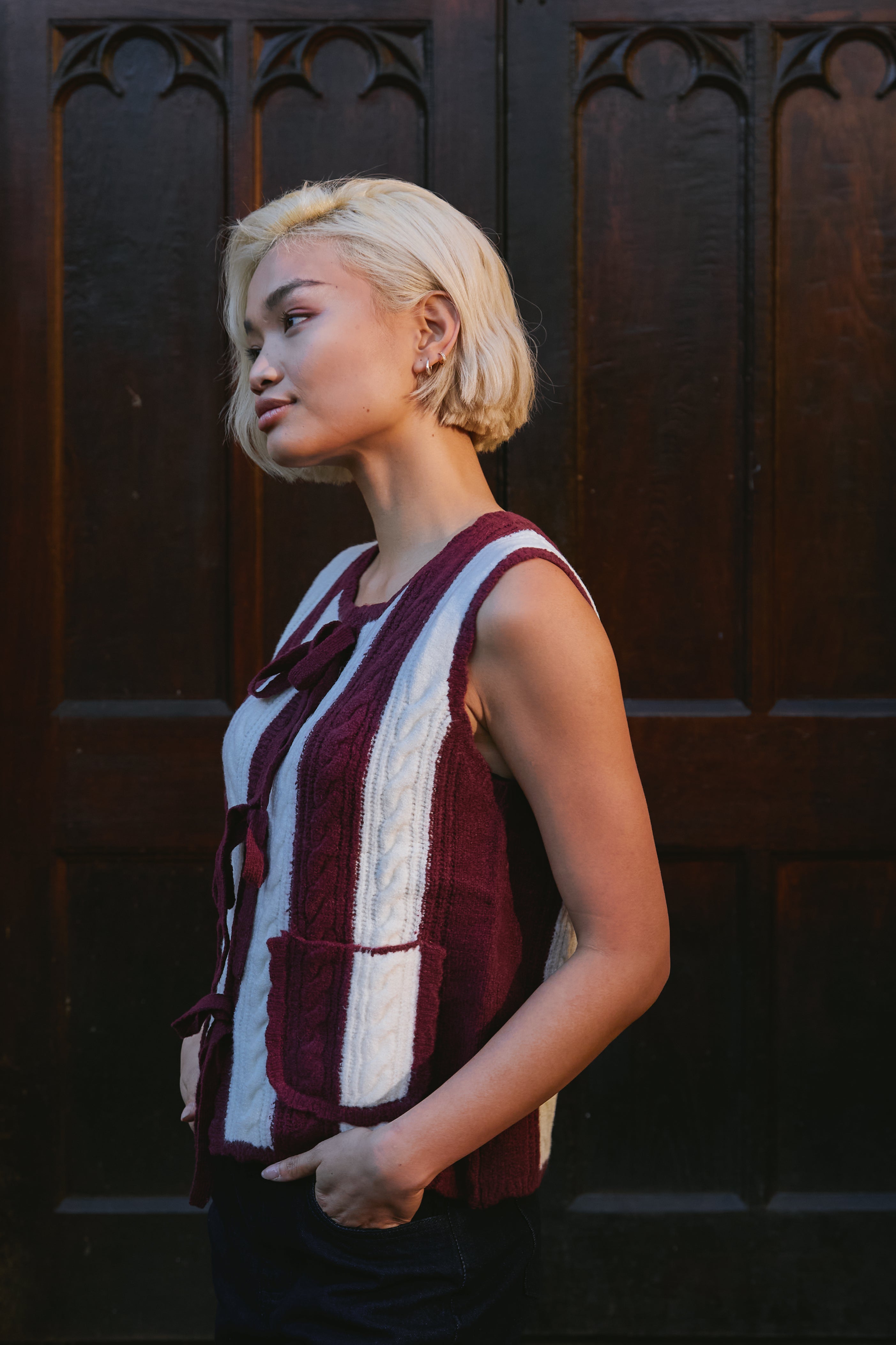 Zelda Stripe Cable Waistcoat