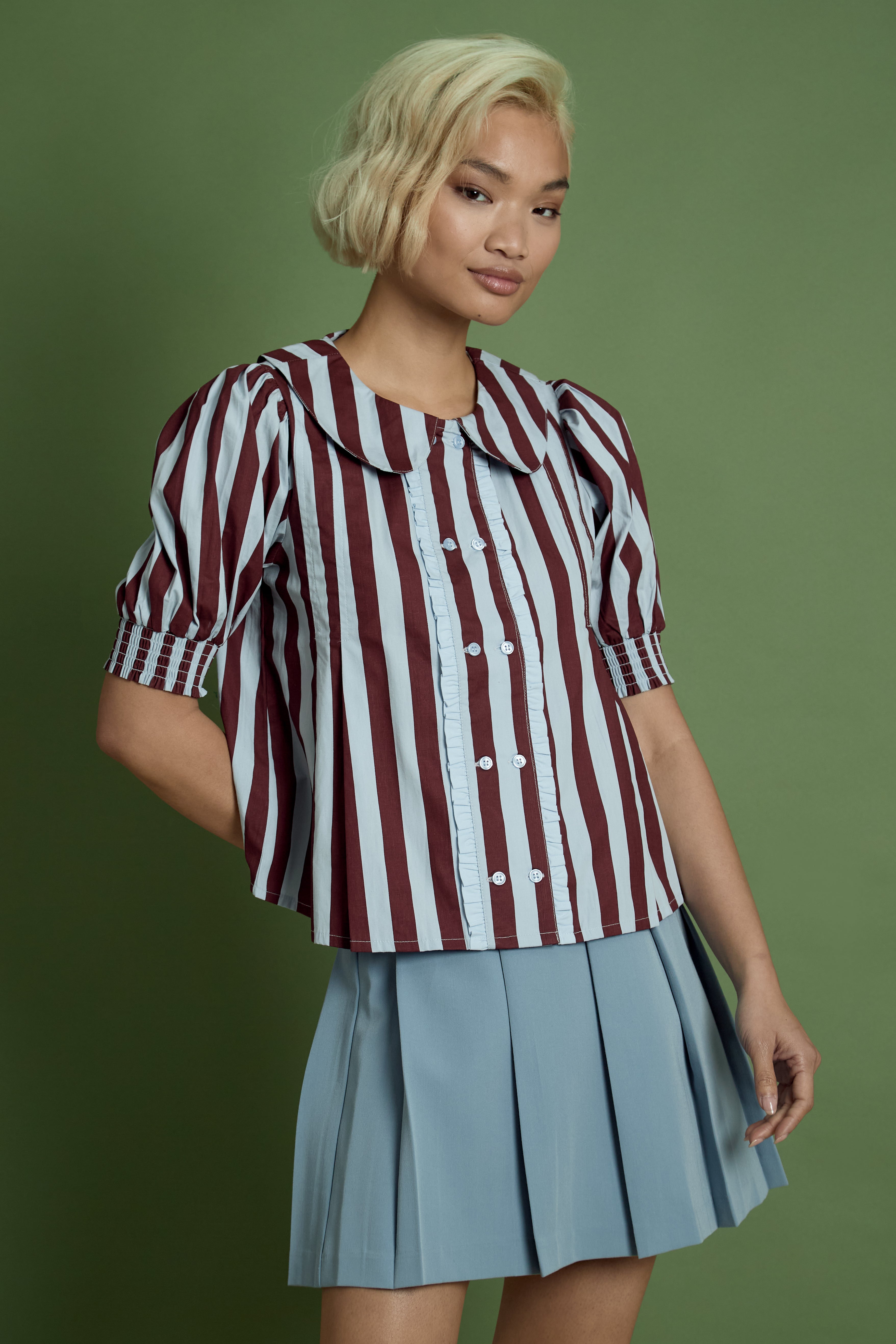 Lois Stripe Cropped Blouse