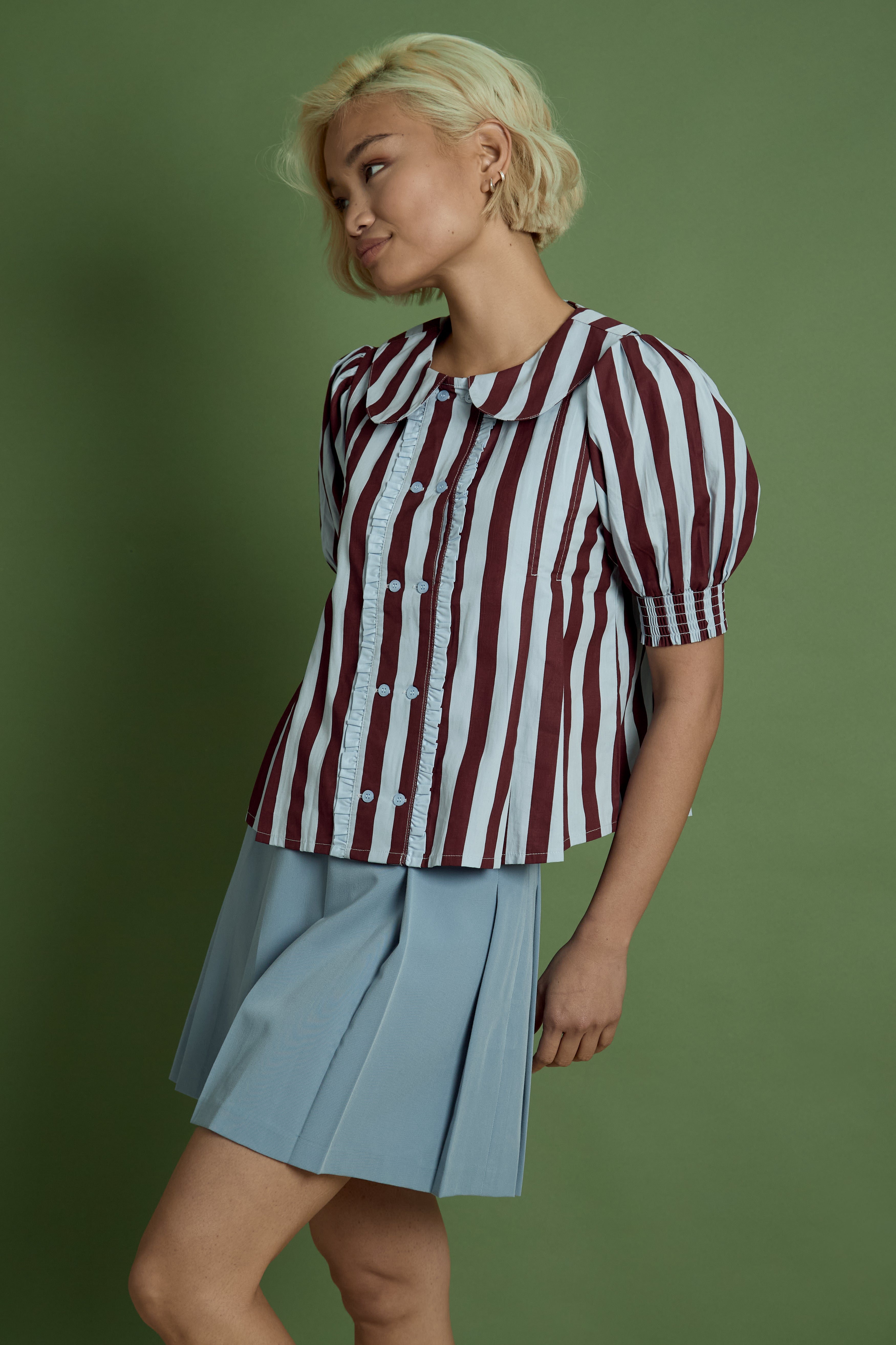 Lois Stripe Cropped Blouse