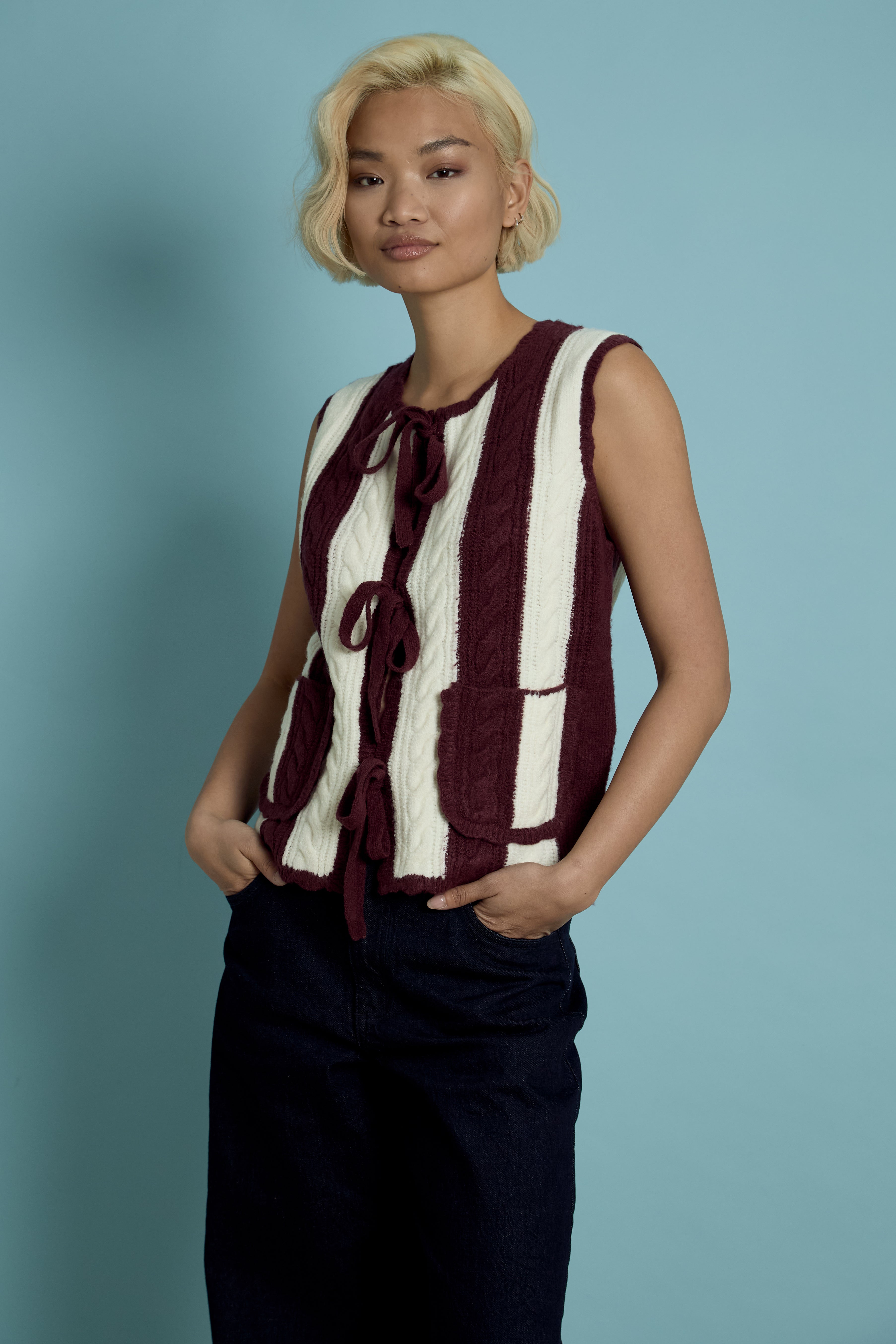 Zelda Stripe Cable Waistcoat