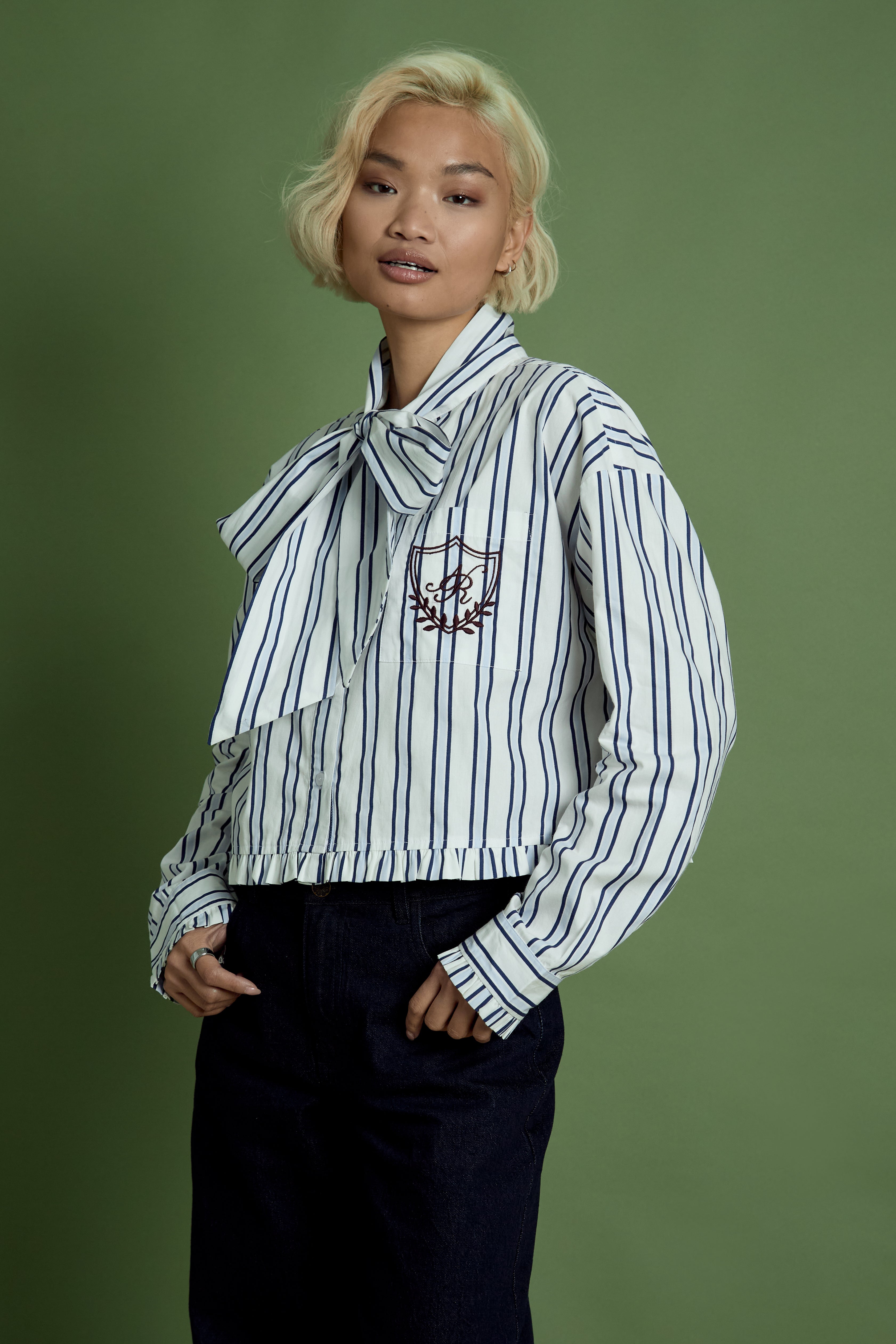 Remmie Stripe Pussy Bow Blouse