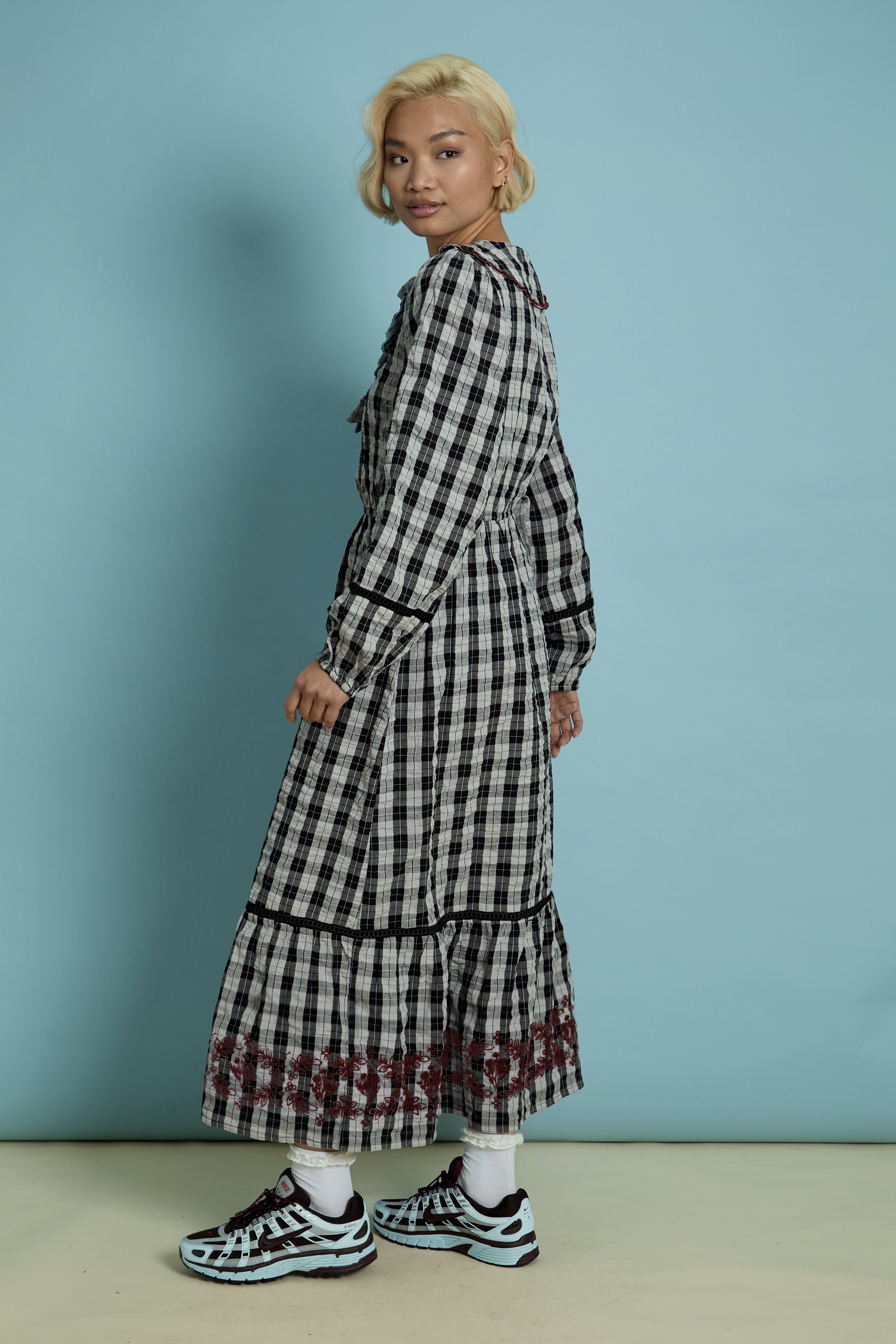 Ruthie Gingham Collar Midaxi Dress