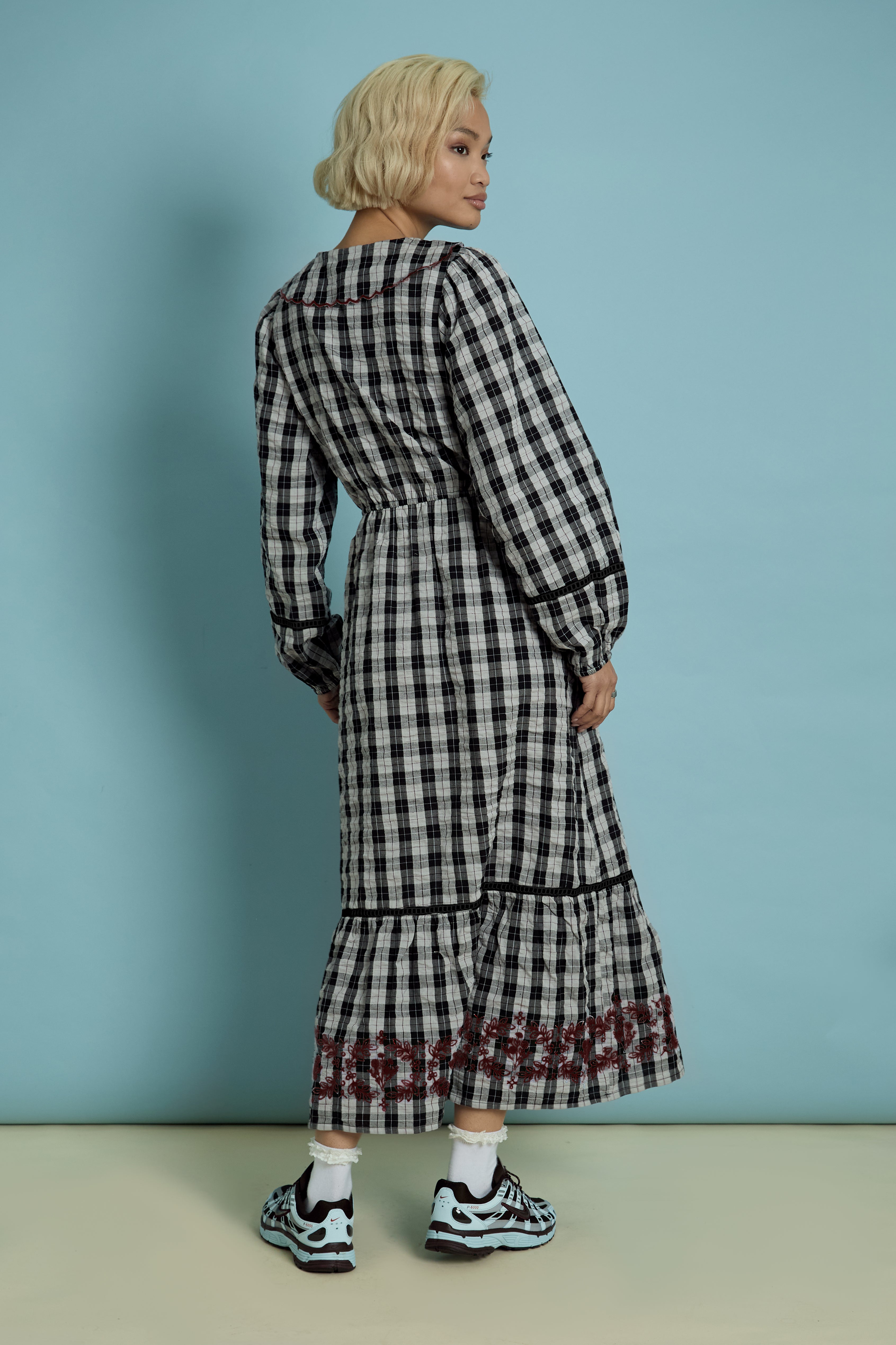 Ruthie Gingham Collar Midaxi Dress