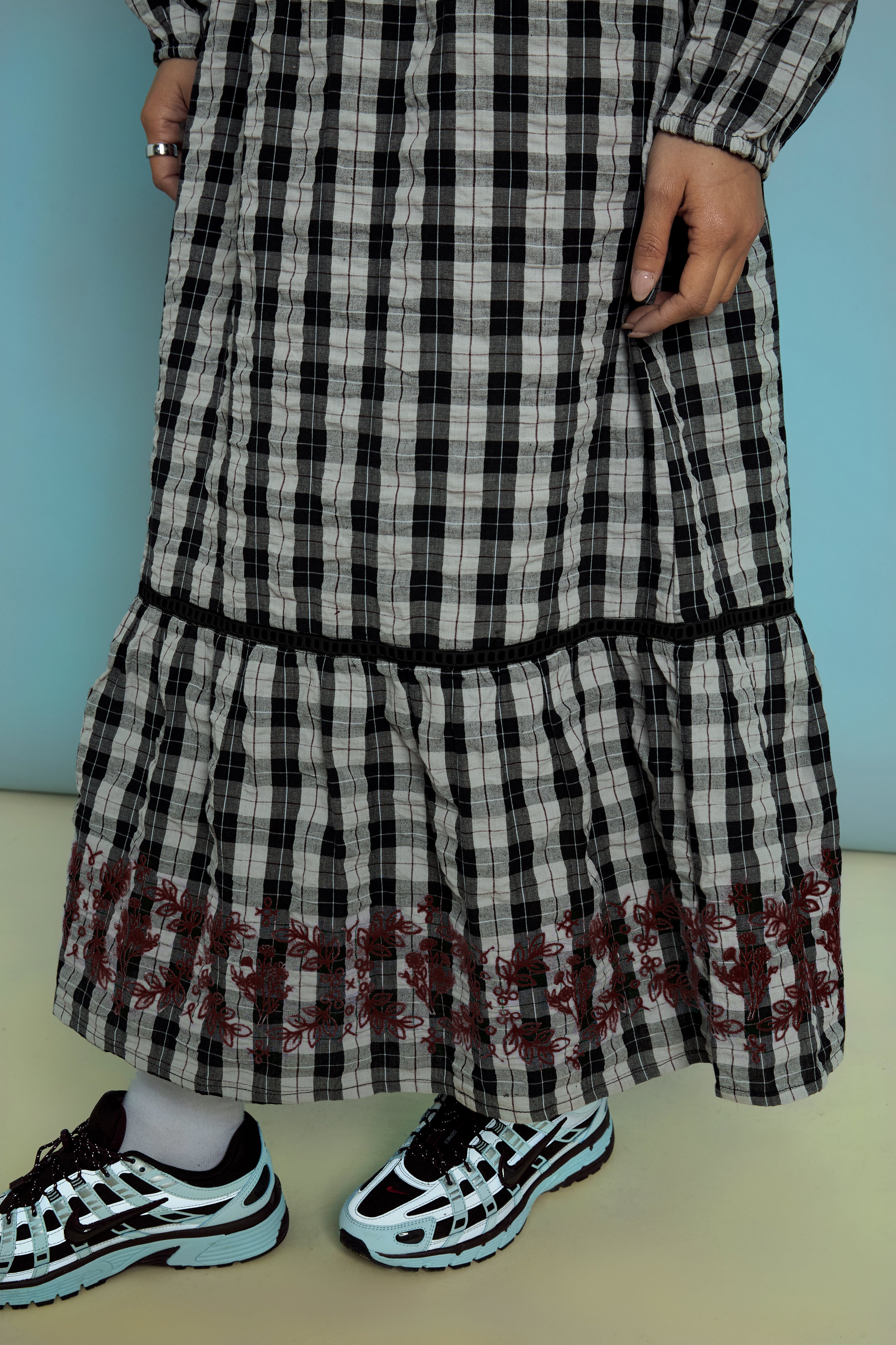 Ruthie Gingham Collar Midaxi Dress