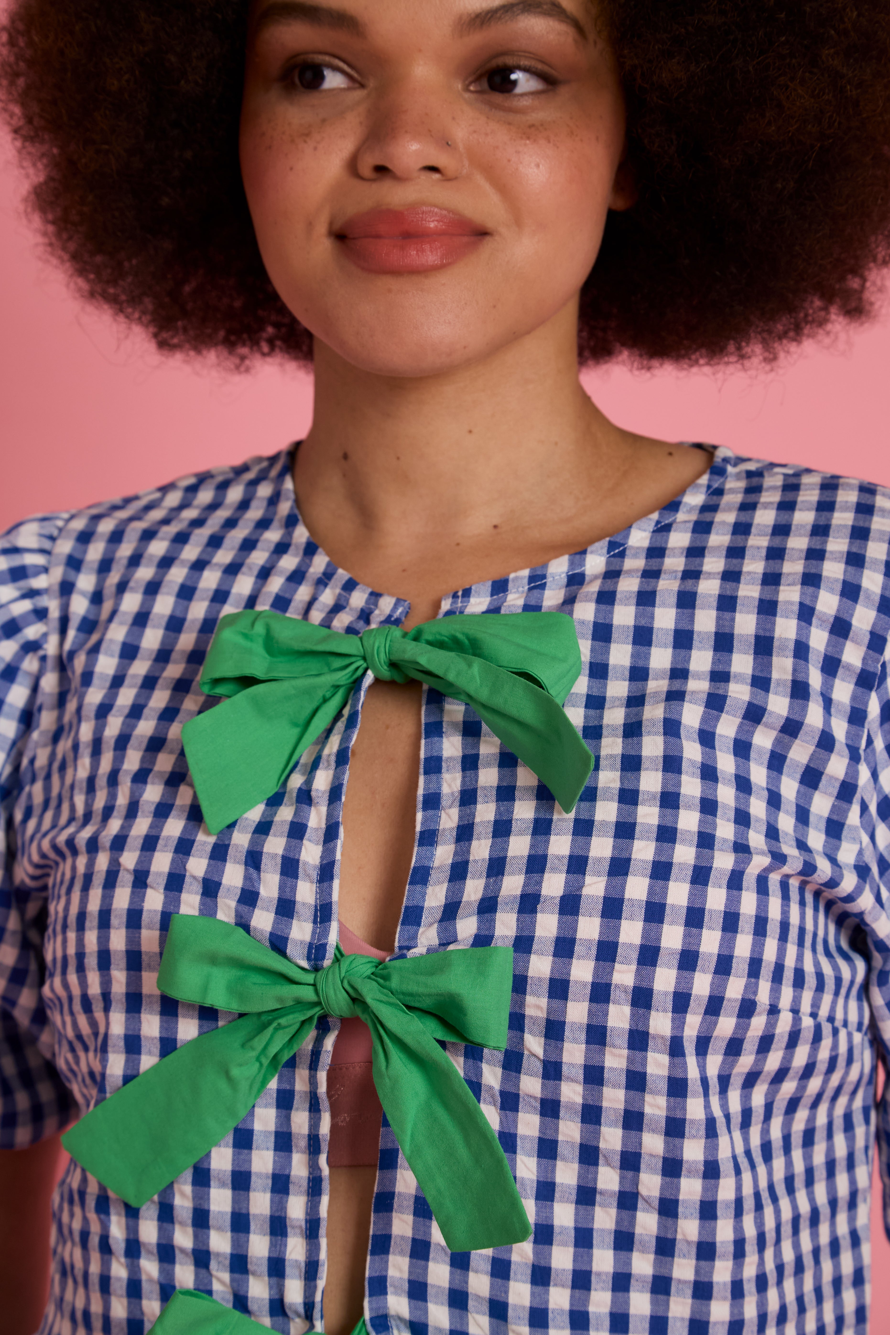 Lola Gingham Smock Blouse - Curve