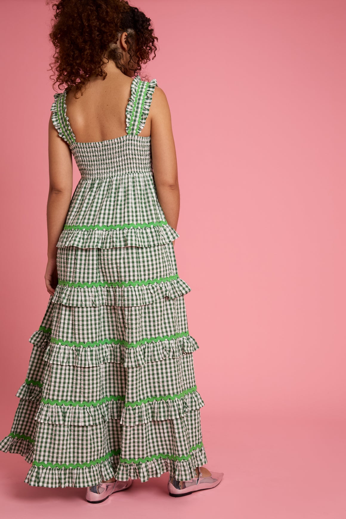 Penny Gingham Ruffle Tiered Midaxi Dress