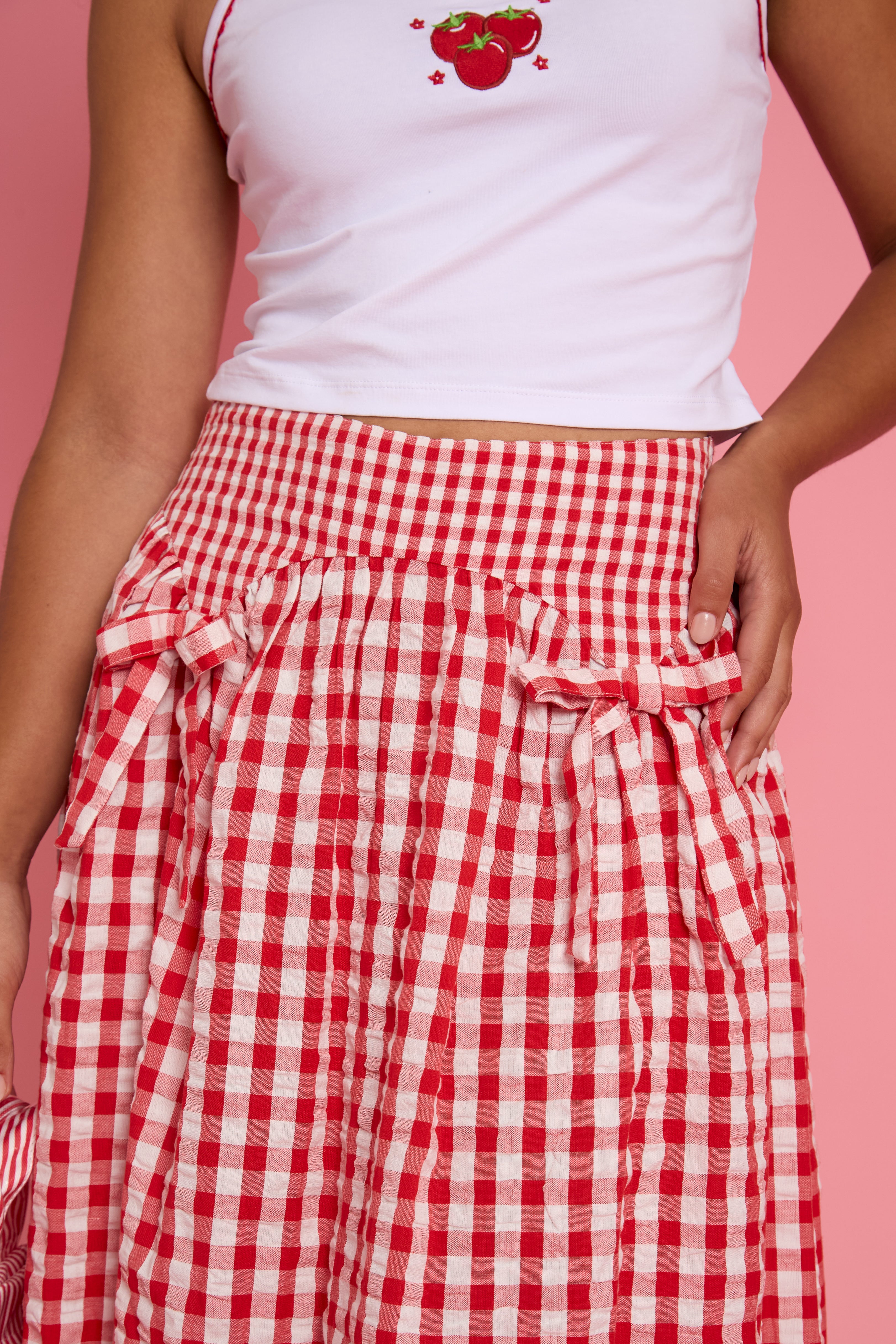 Sydney Bow Gingham Midaxi Skirt