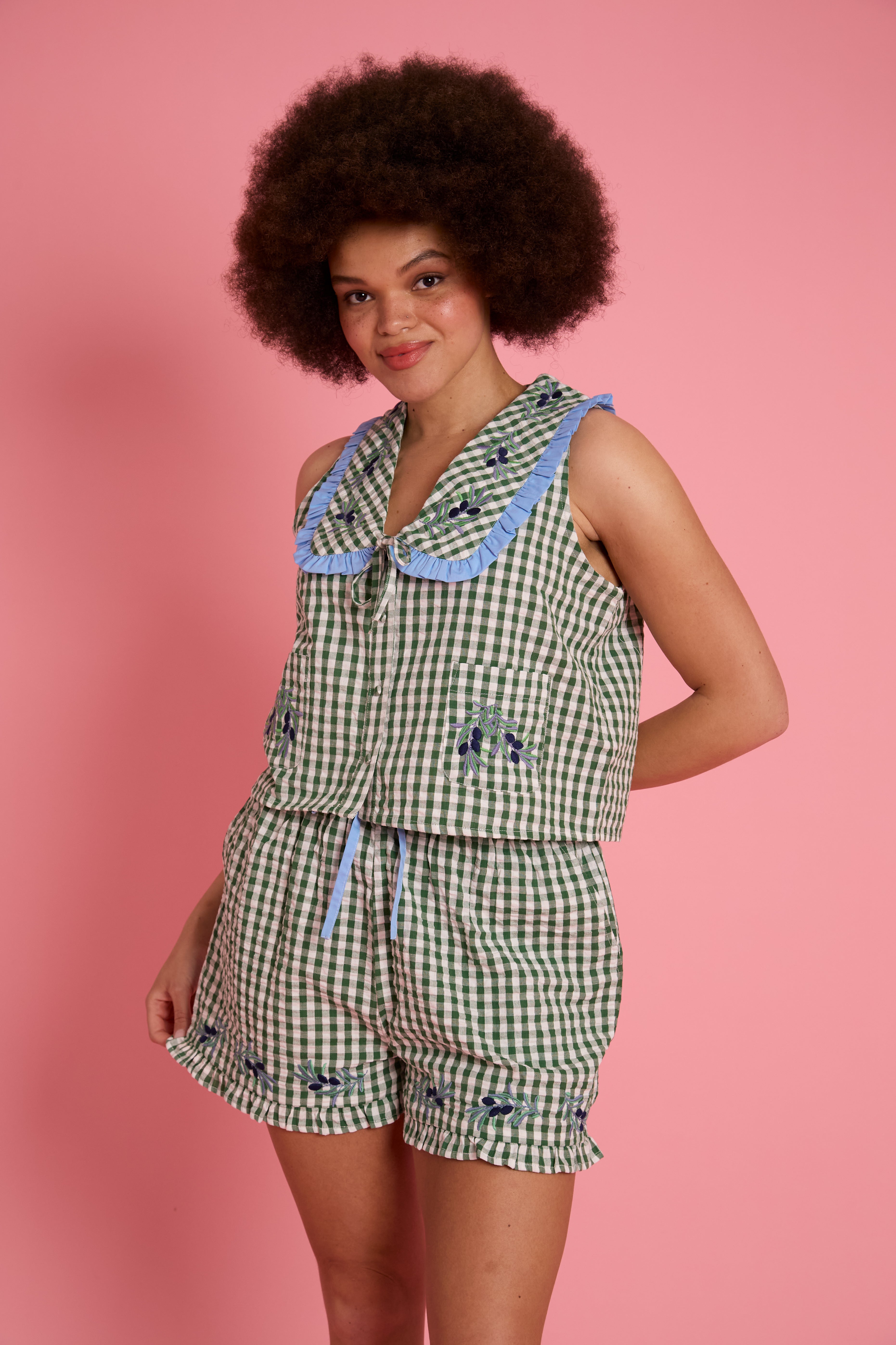 Penny Ruffle Edge Gingham Bloomers - Curve