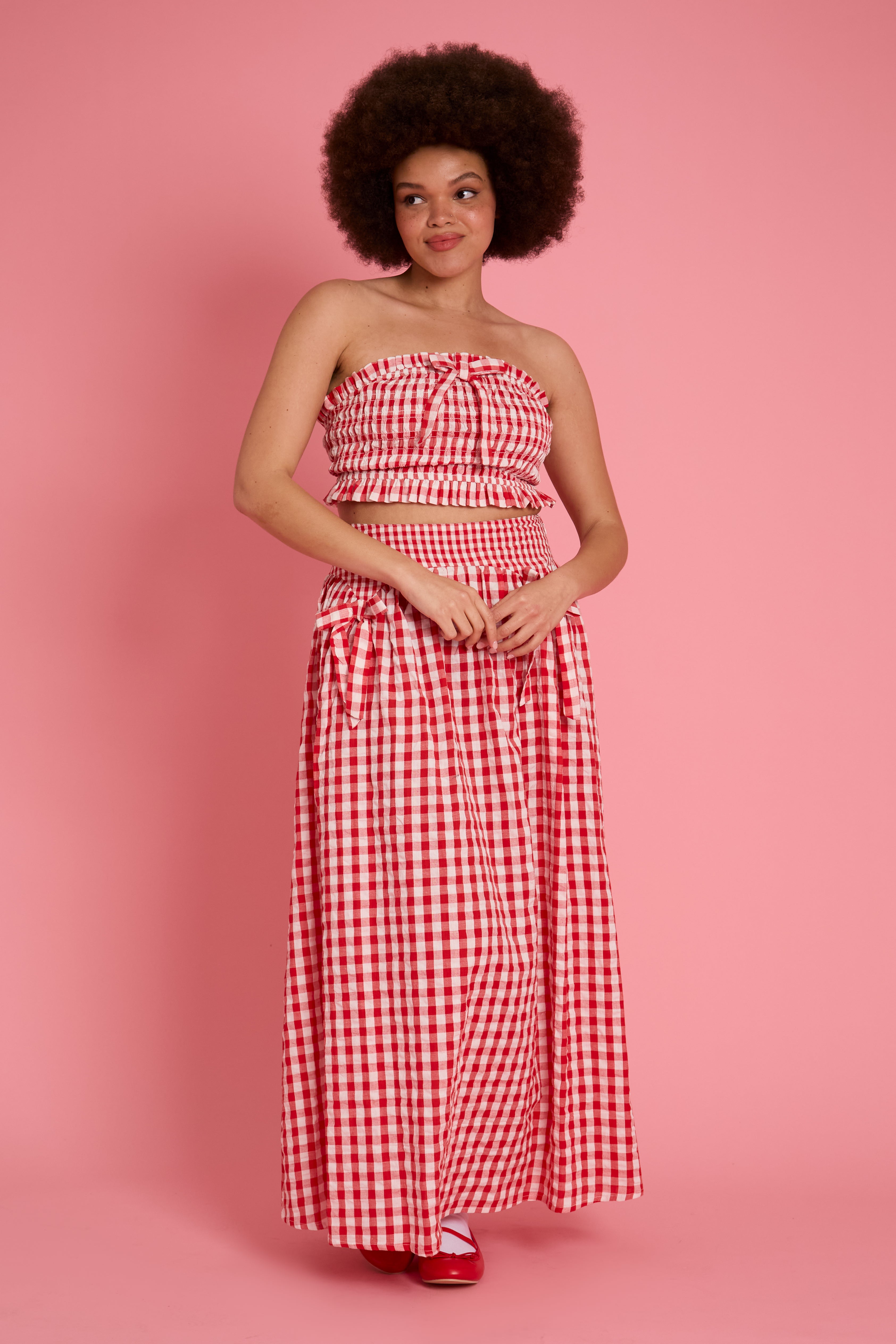 Sydney Gingham Bandeau Top - Curve