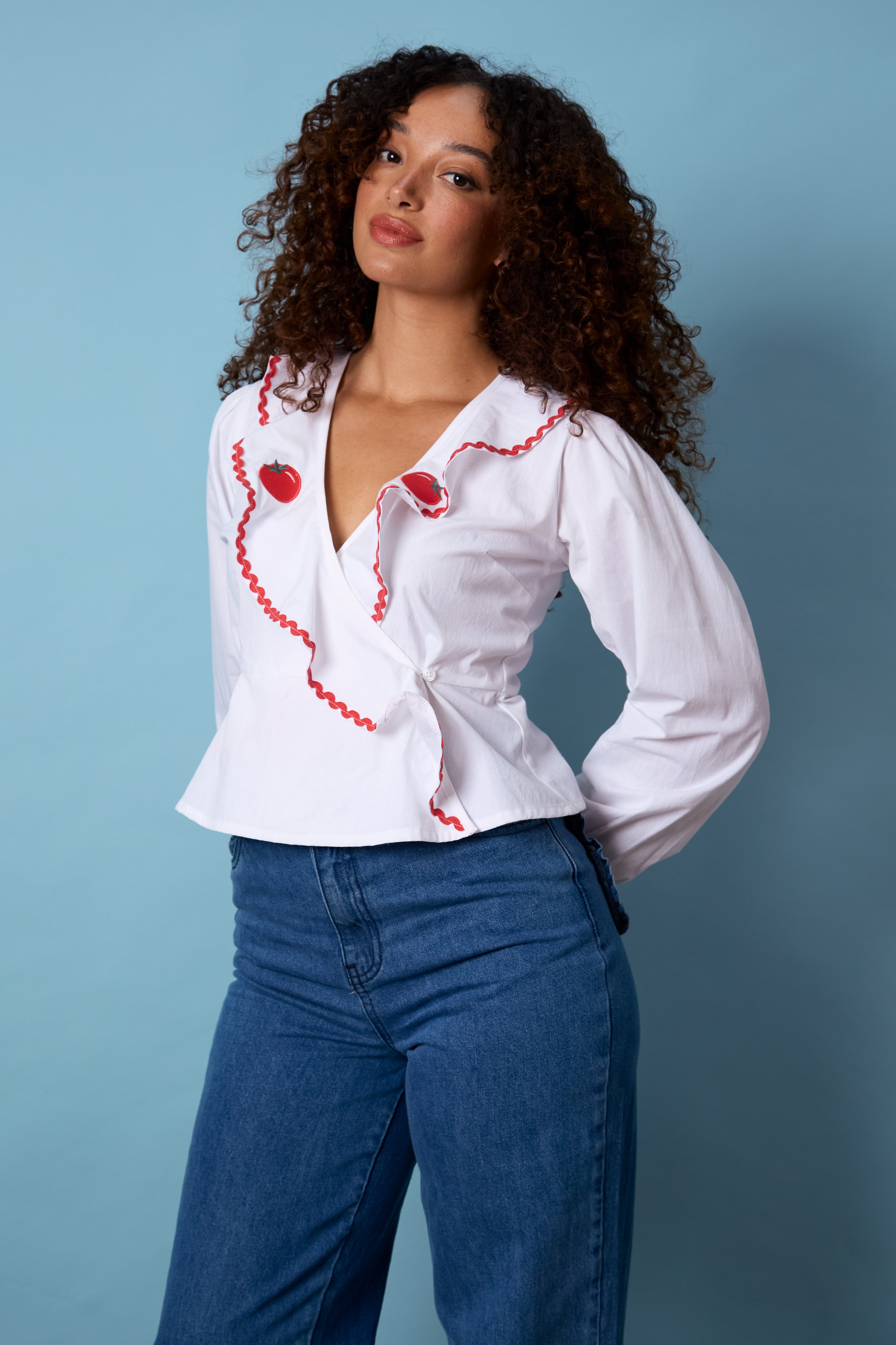 Charley Tomato Embroidery Blouse