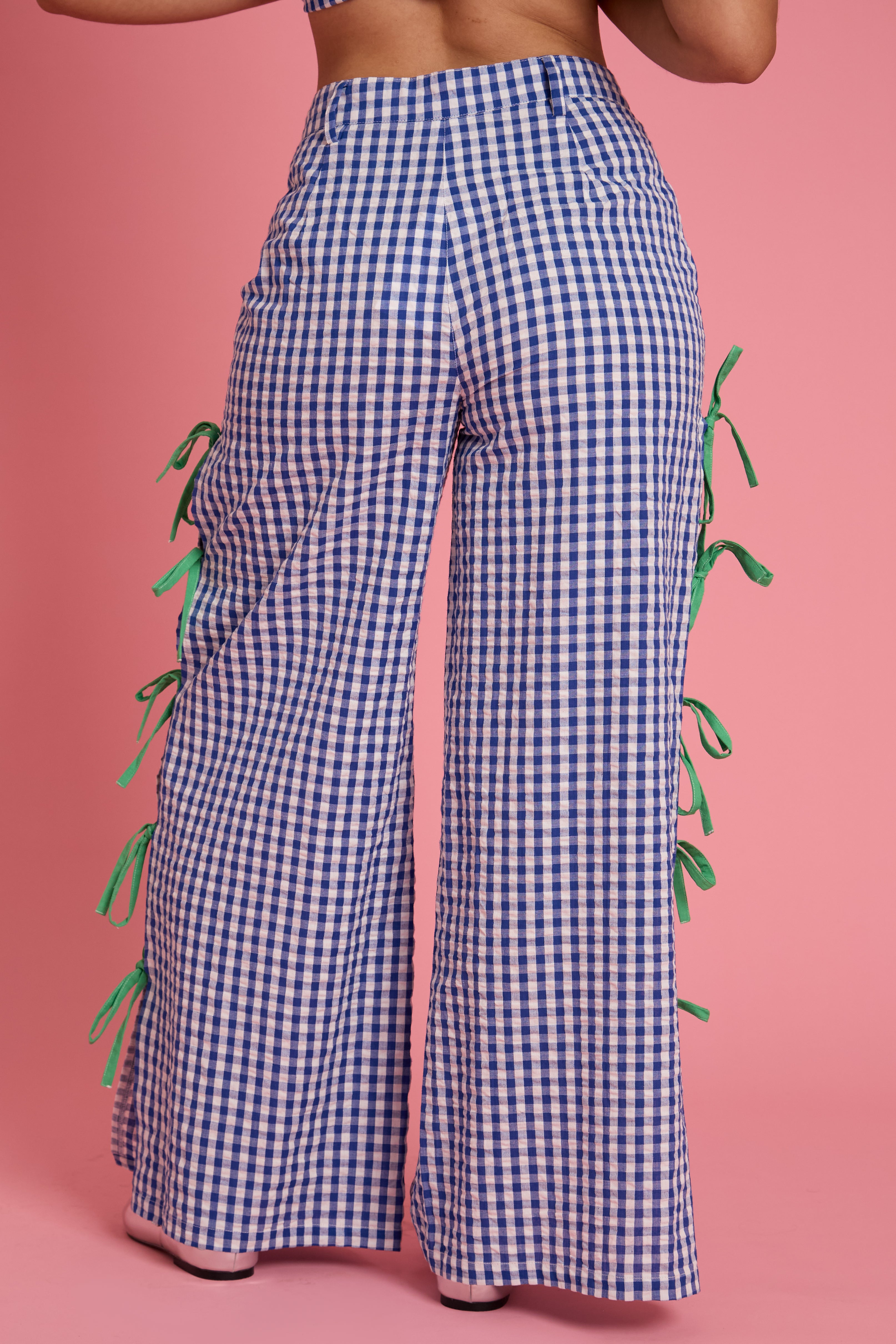Lola Gingham Bow Wide Leg Trousers