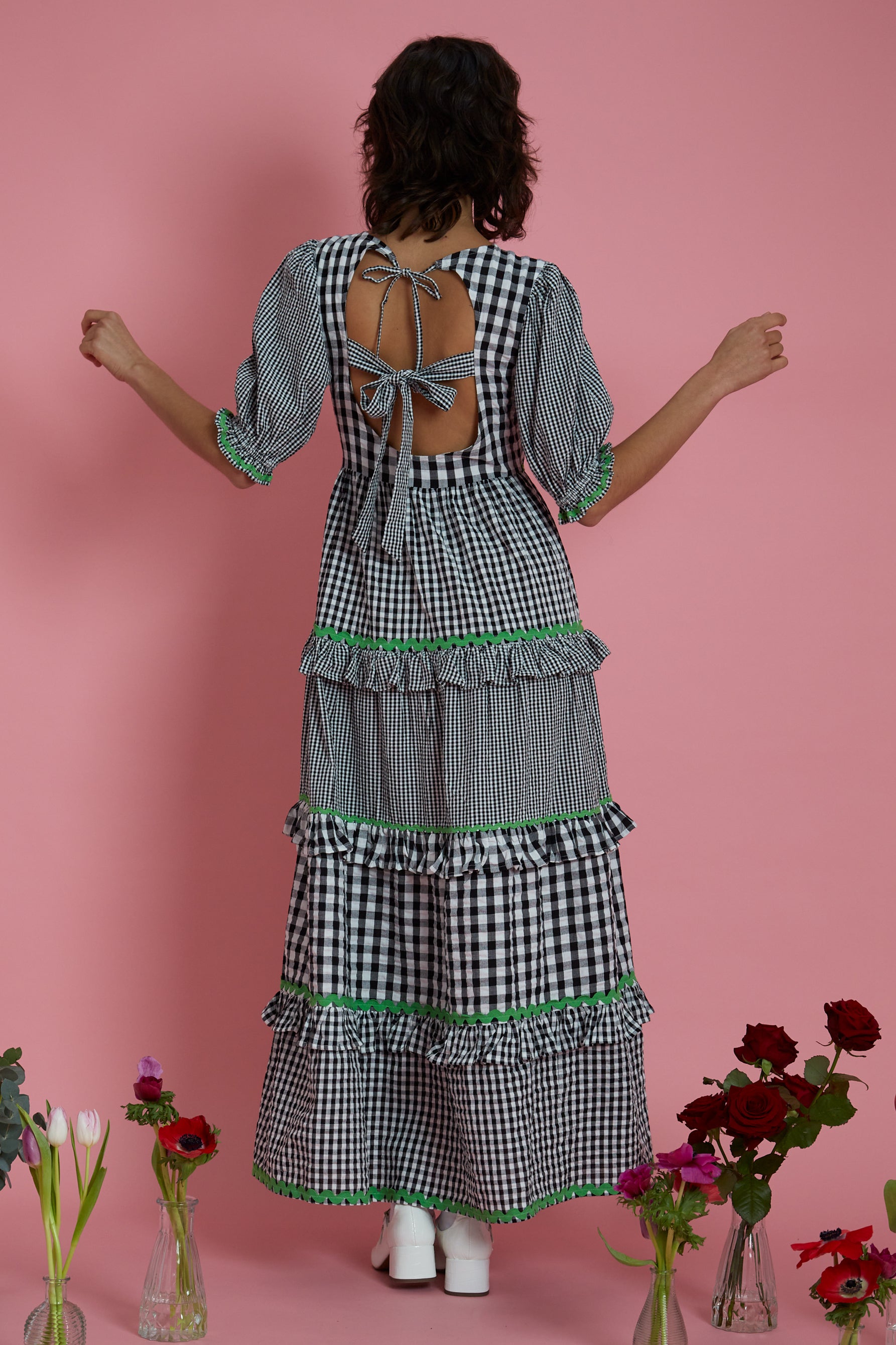 Esme Ric Rac Gingham Midaxi Dress