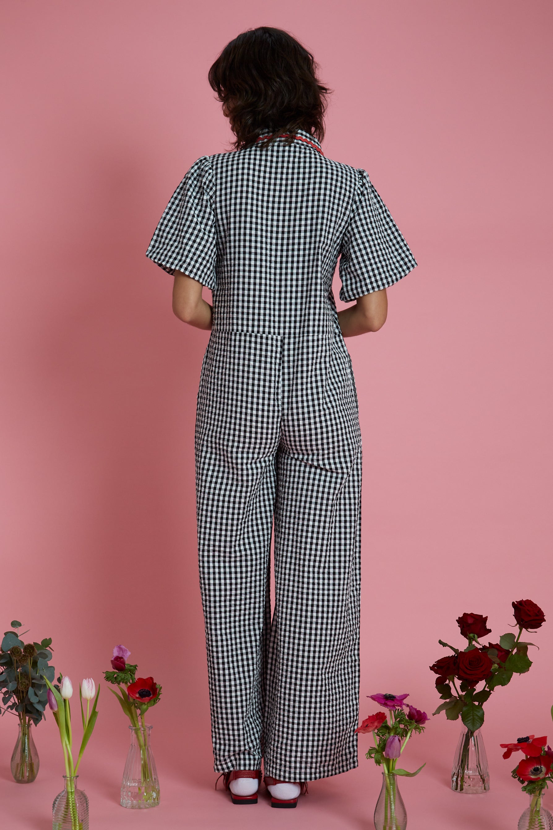 Piper Wide Leg Gingham Jumpsuit