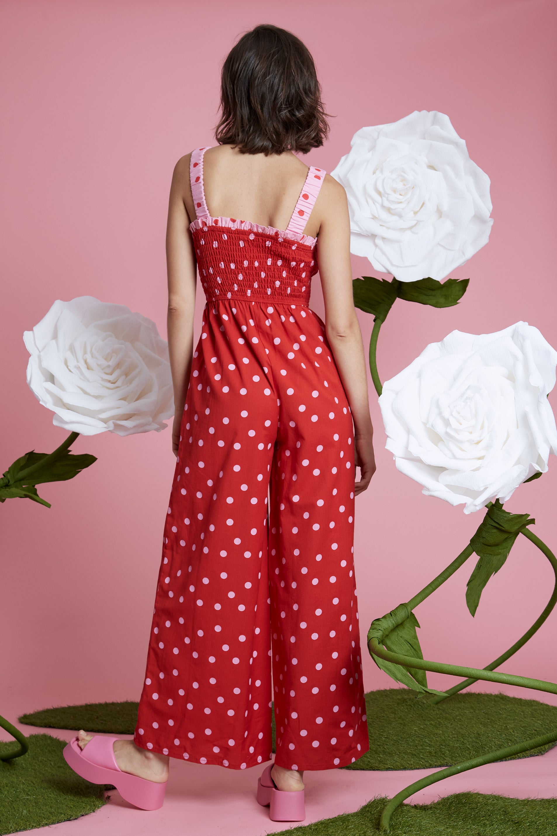 Raye Polka Dot Jumpsuit - Red