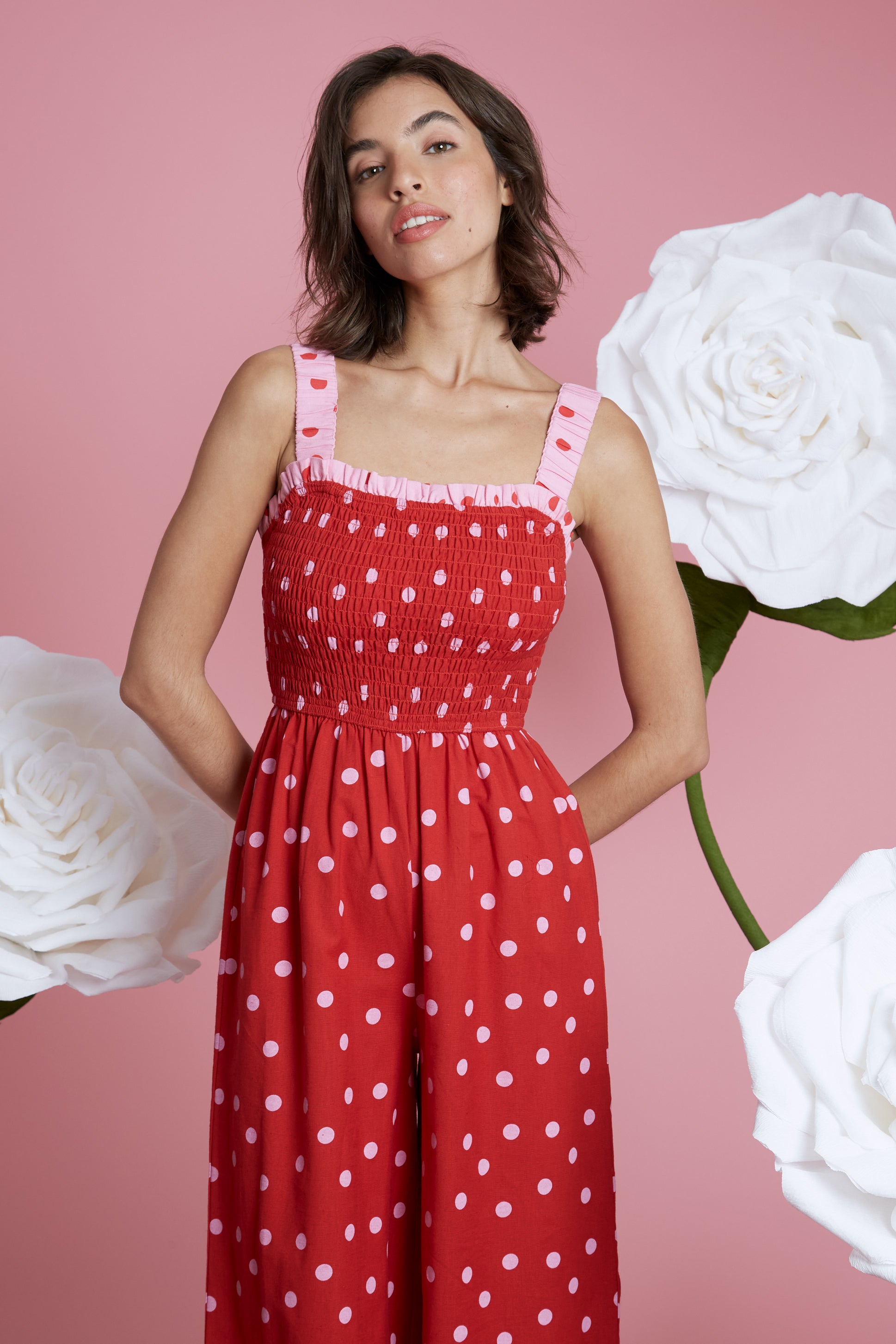 Raye Polka Dot Jumpsuit - Red