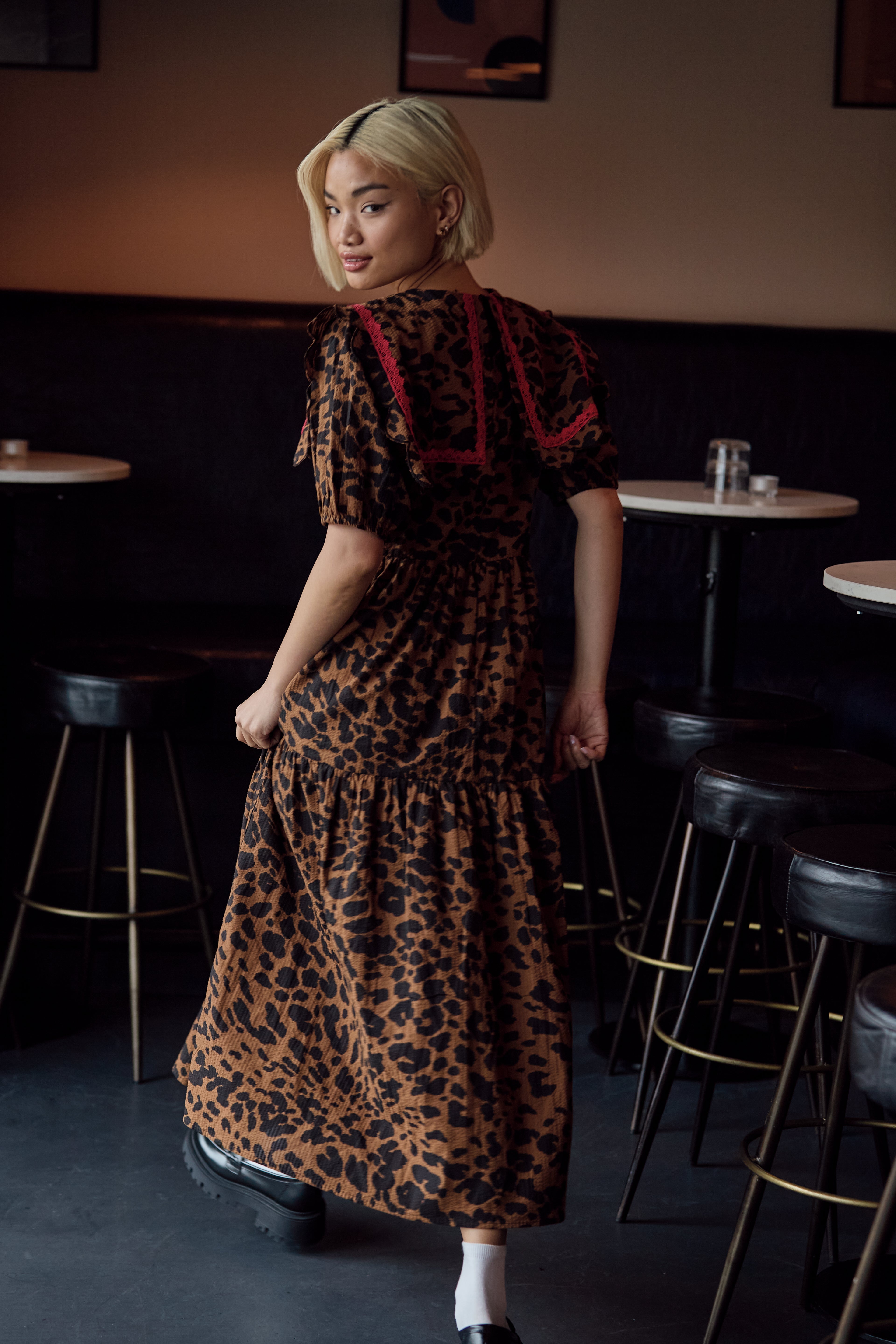 Blake Leopard Tiered Midaxi Dress