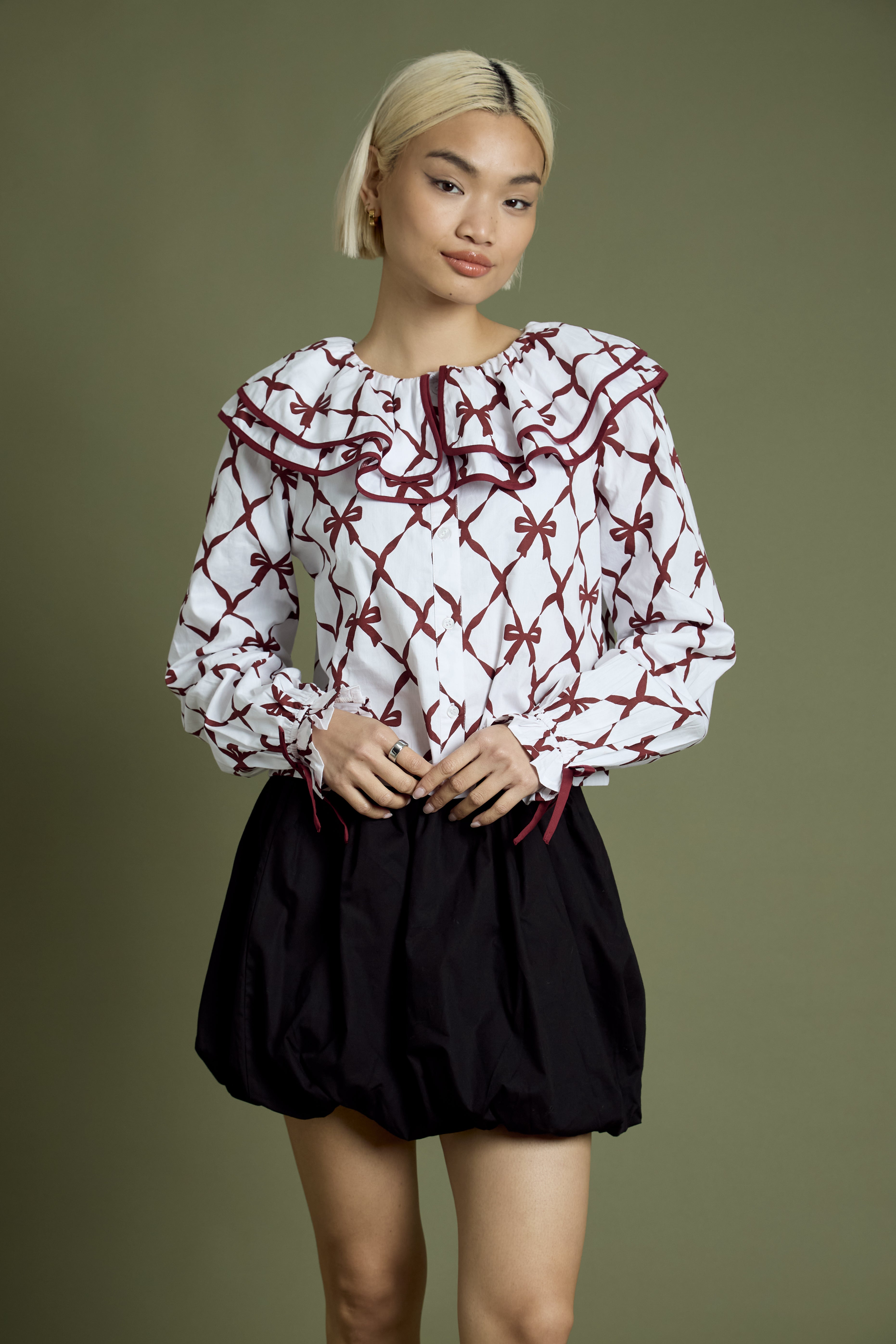 Harlequin Bow Print Blouse