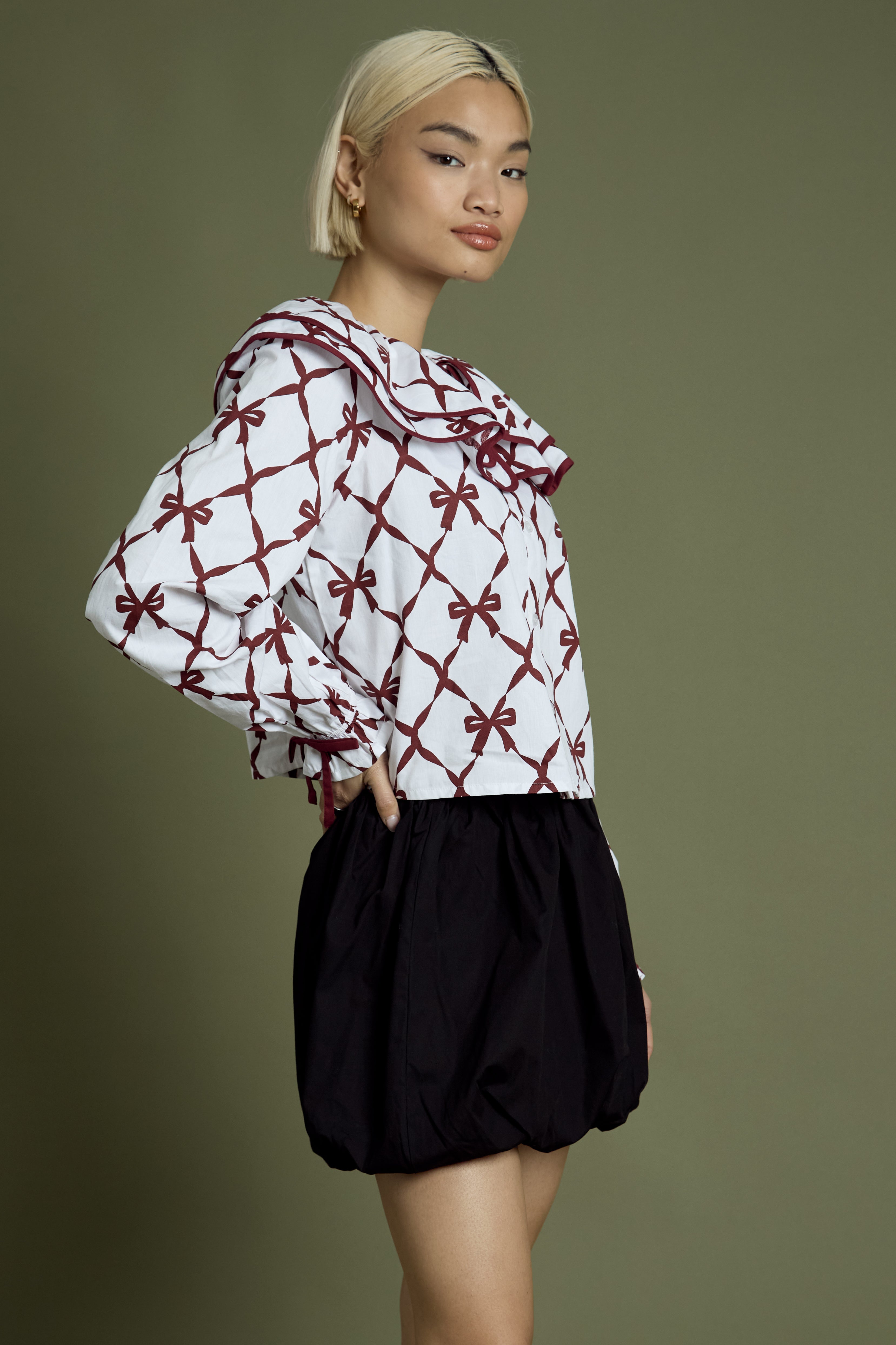 Harlequin Bow Print Blouse