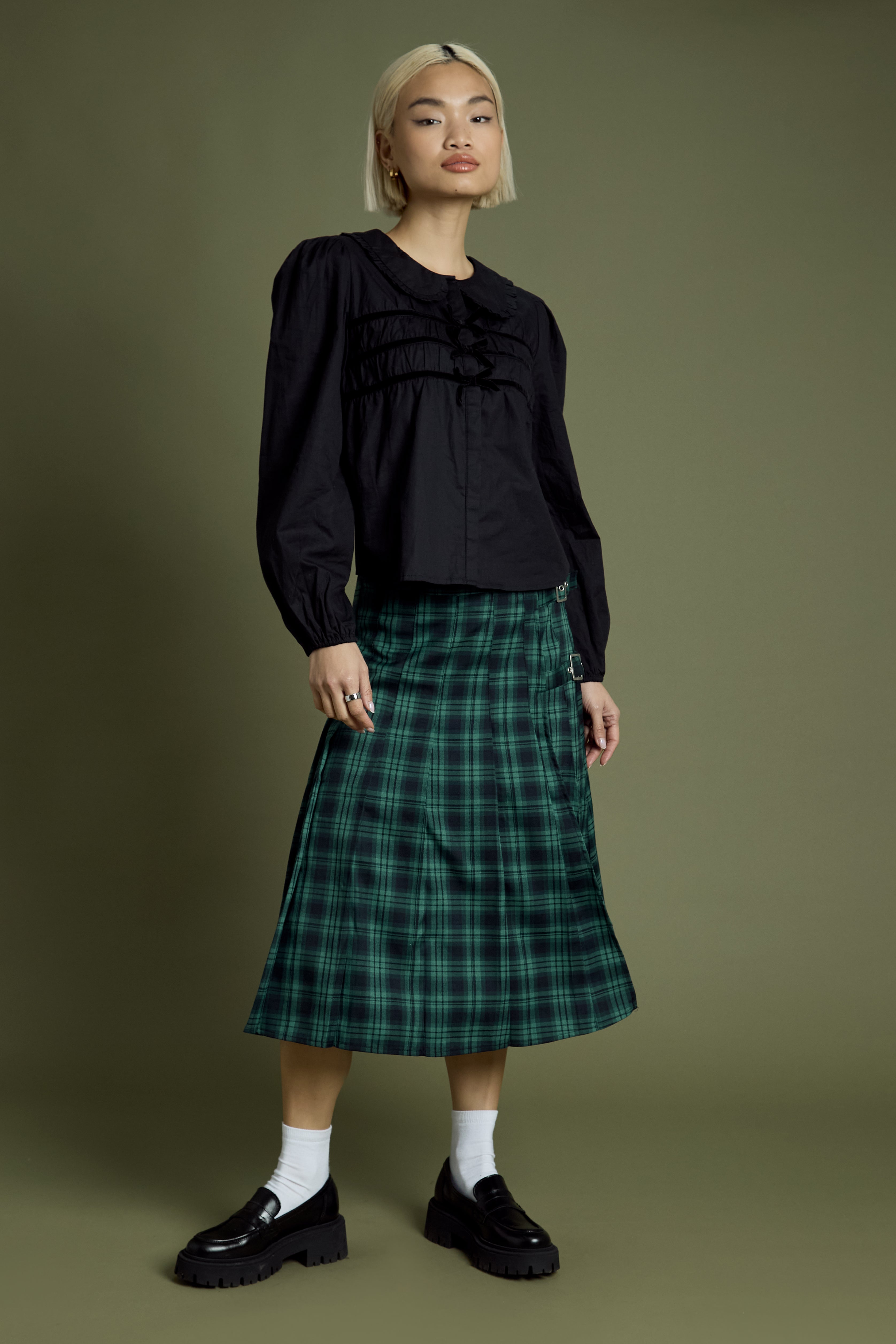 Jennifer Tartan Midi Kilt Skirt