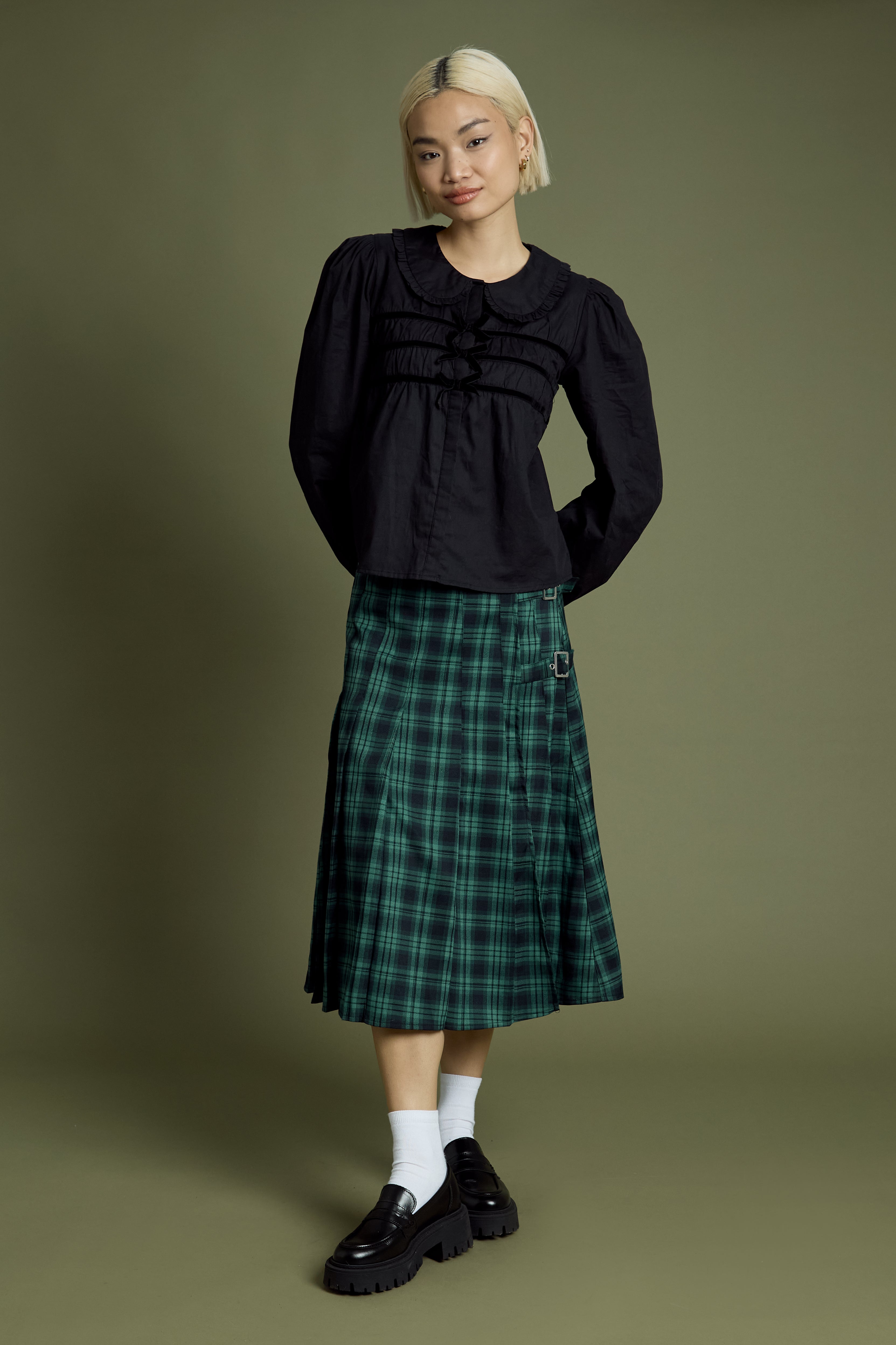 Jennifer Tartan Midi Kilt Skirt