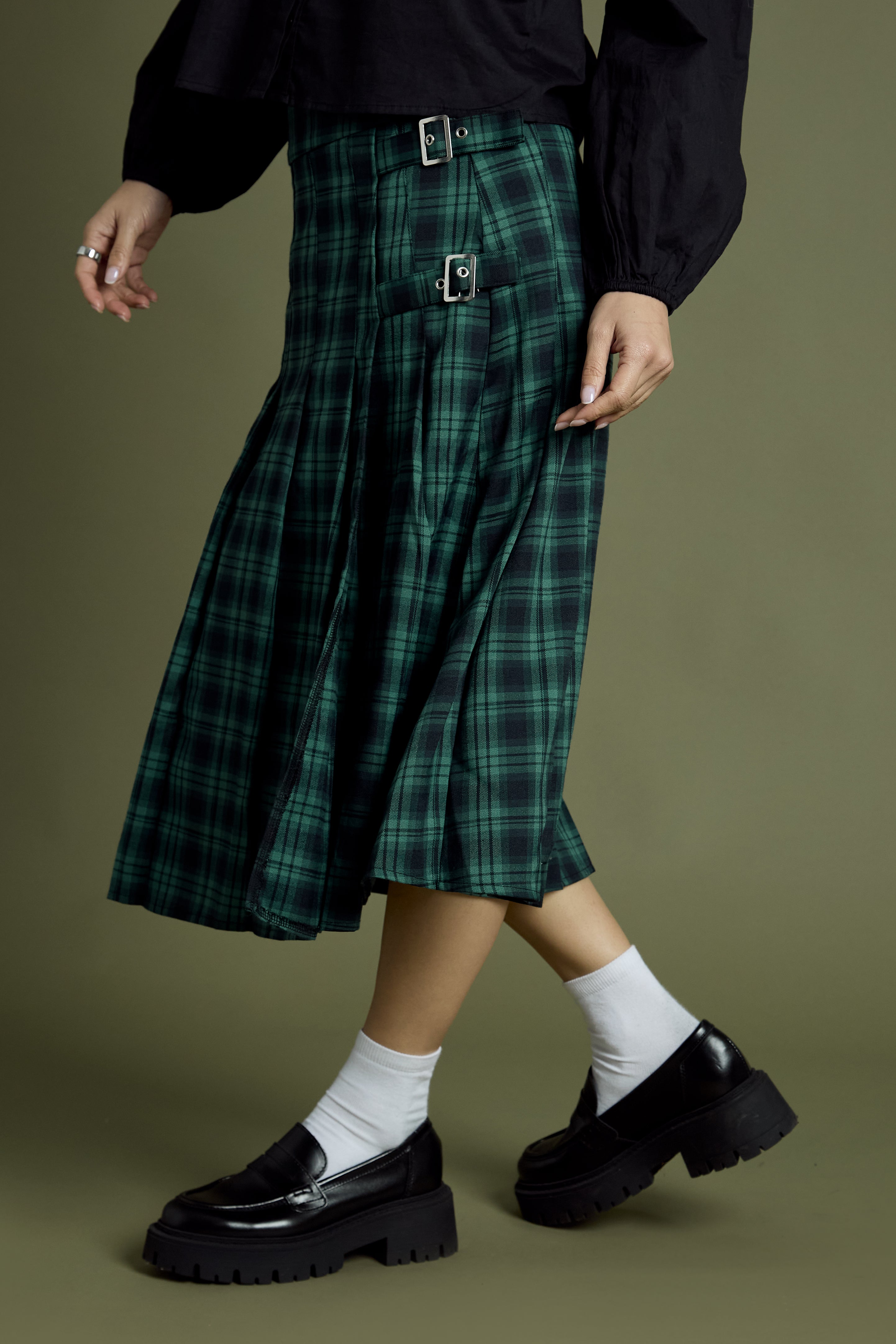 Jennifer Tartan Midi Kilt Skirt