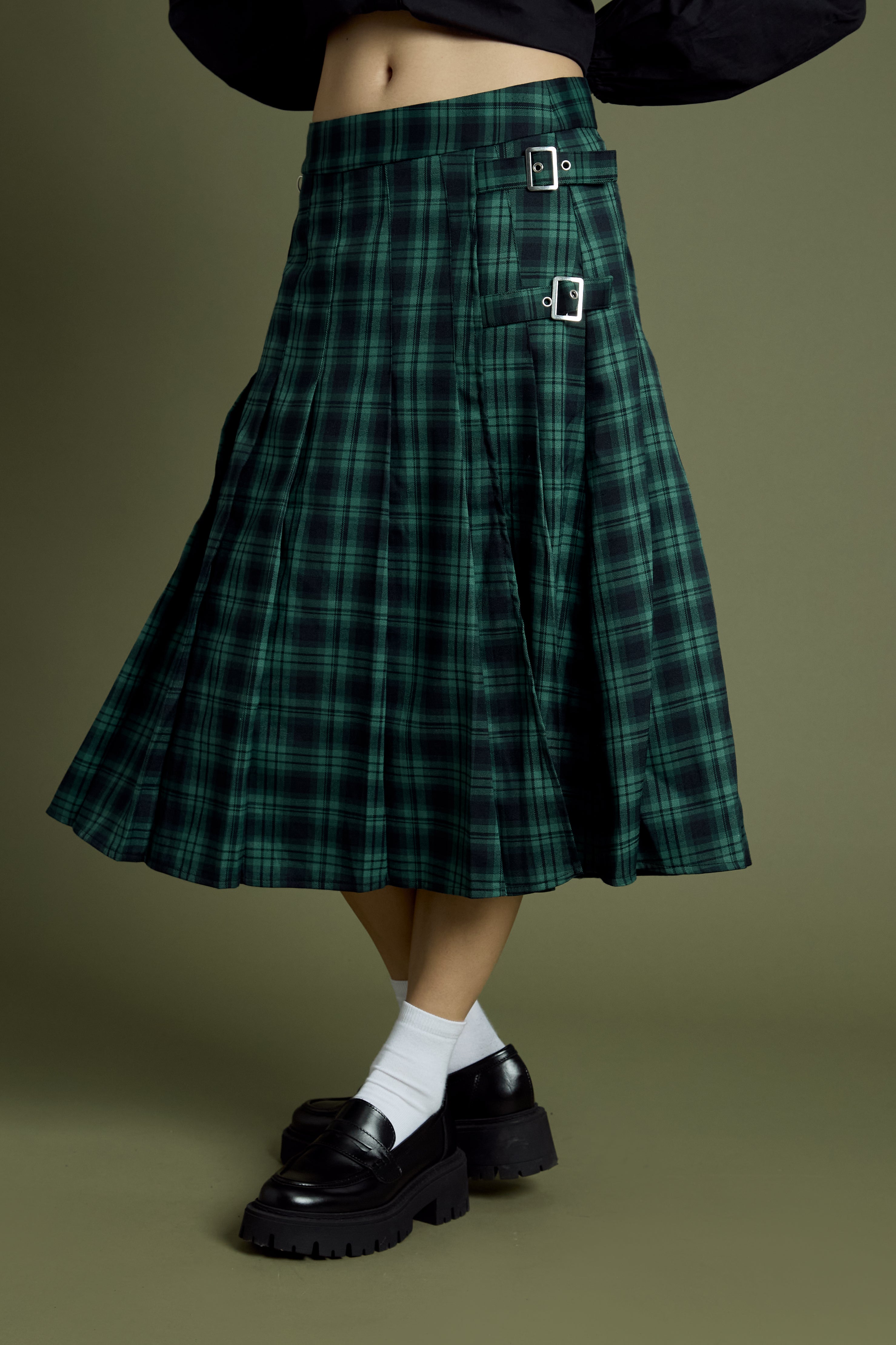 Jennifer Tartan Midi Kilt Skirt