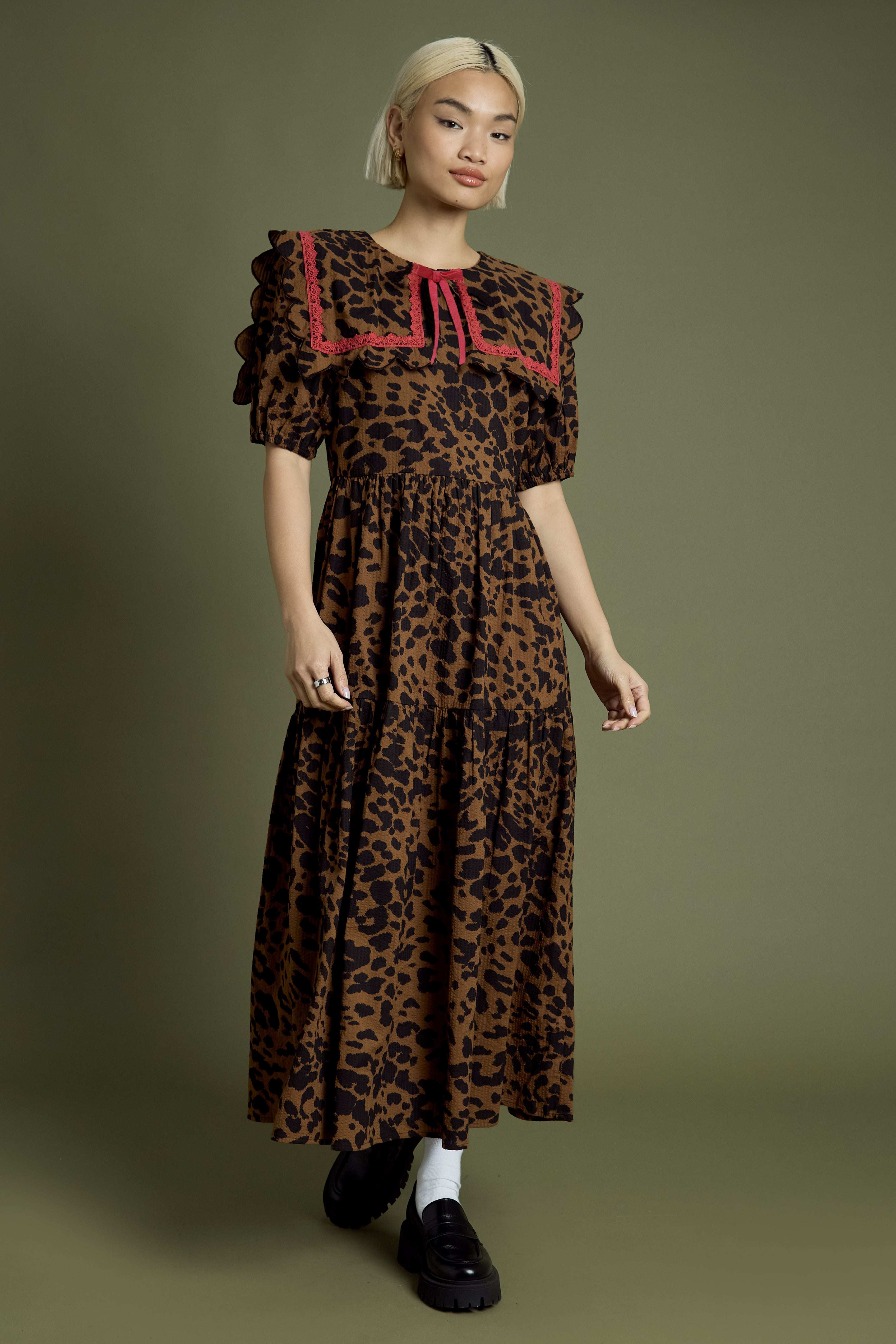 Blake Leopard Tiered Midaxi Dress