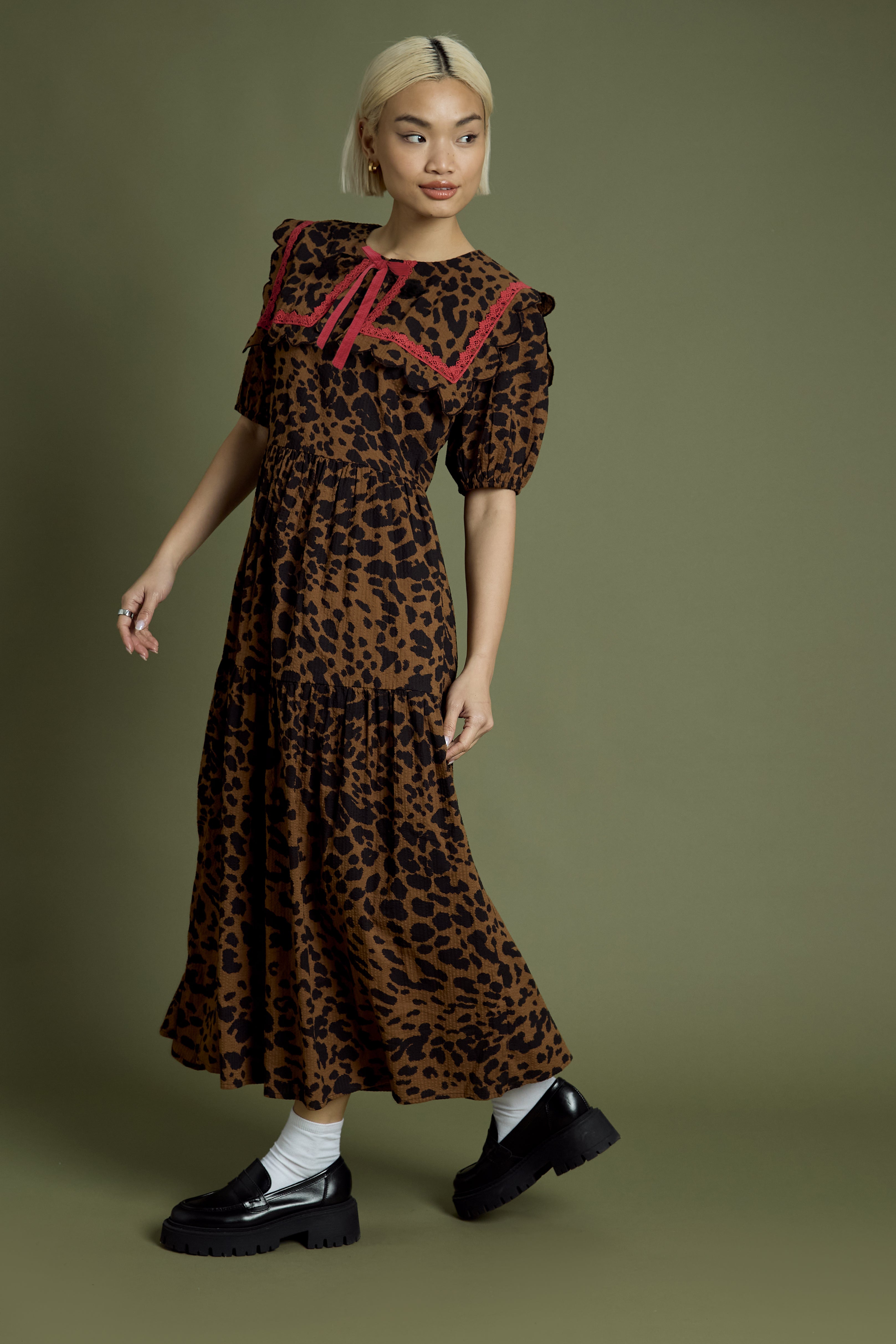 Blake Leopard Tiered Midaxi Dress