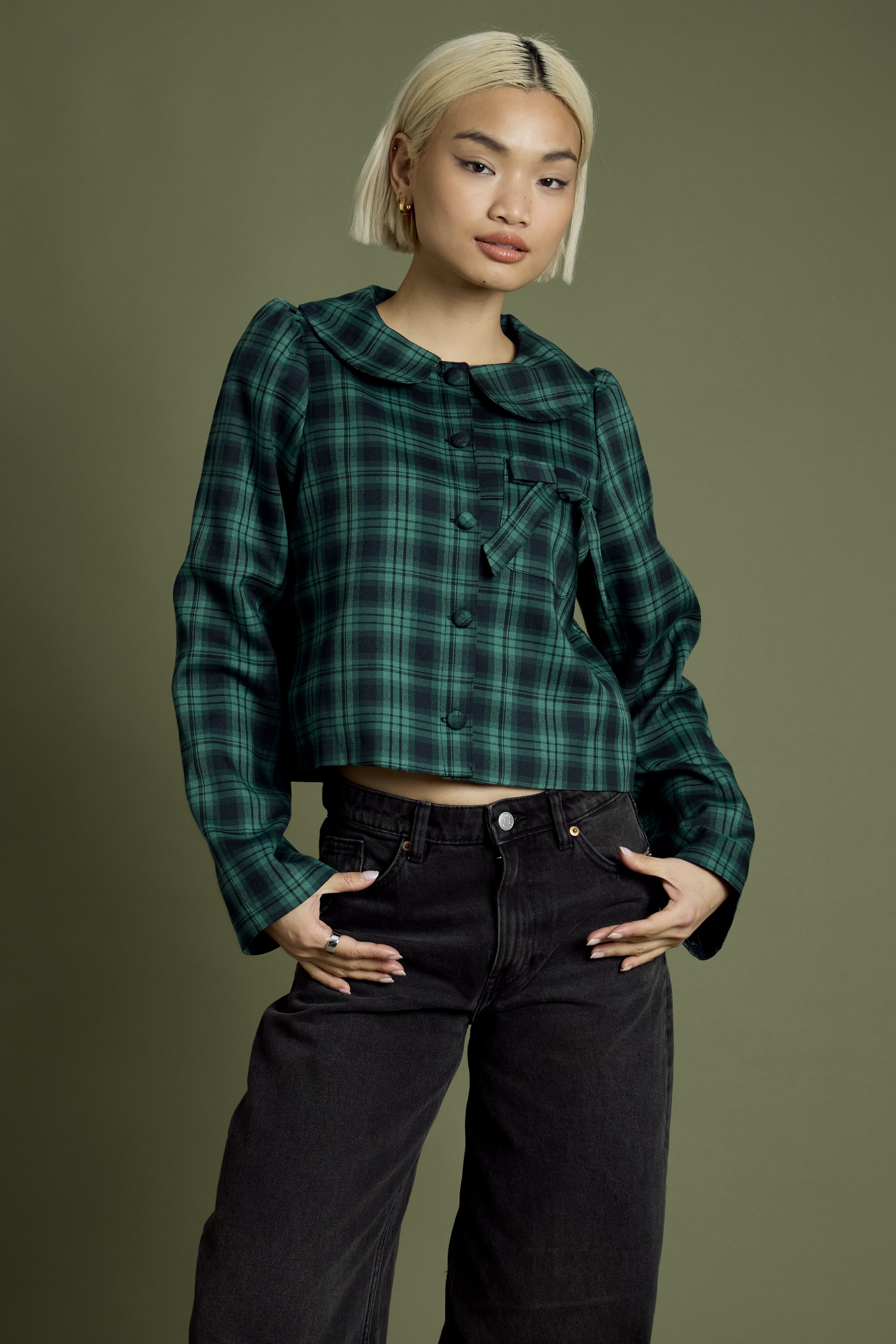 Macy Tartan Cropped Jacket