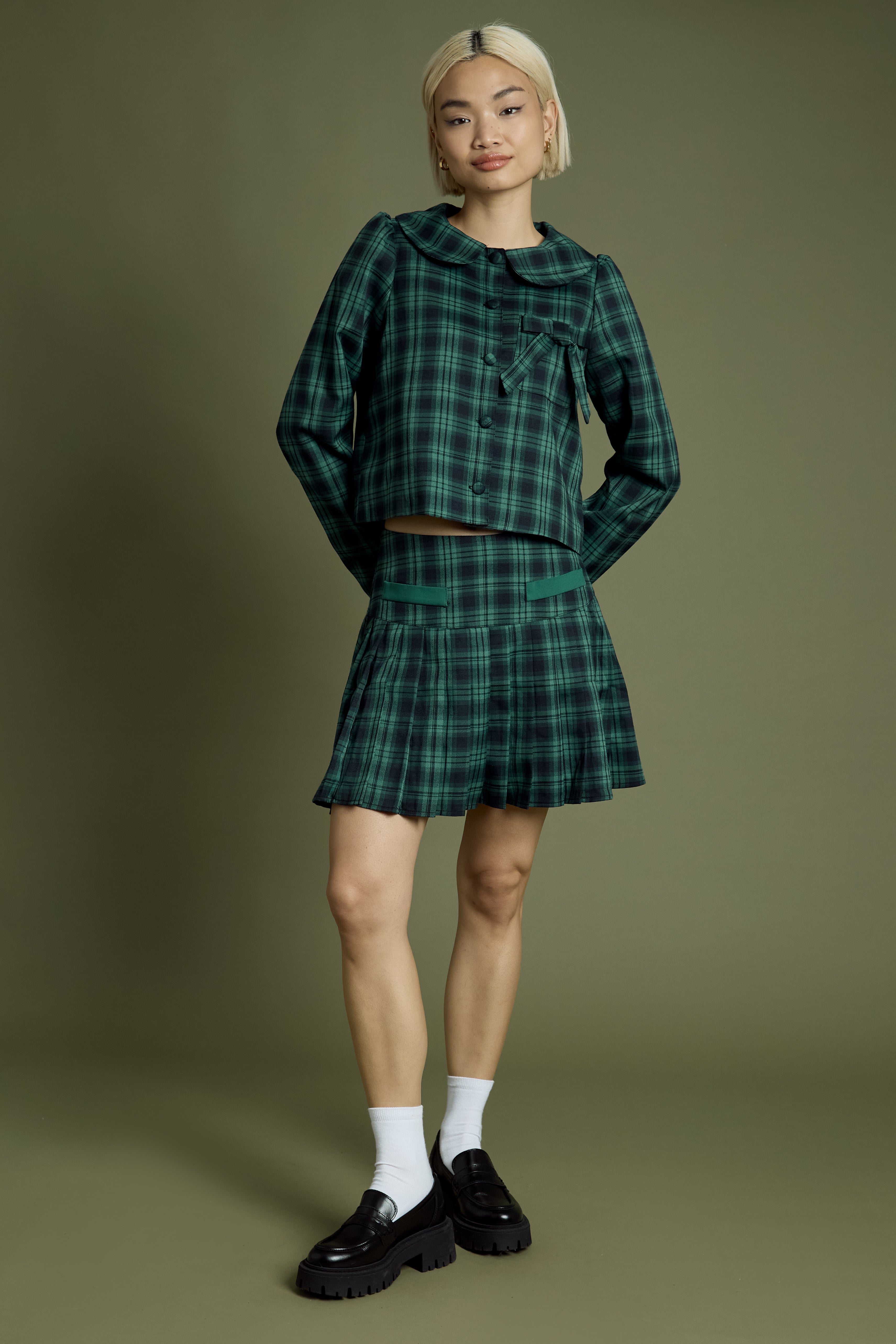 Macy Tartan Cropped Jacket