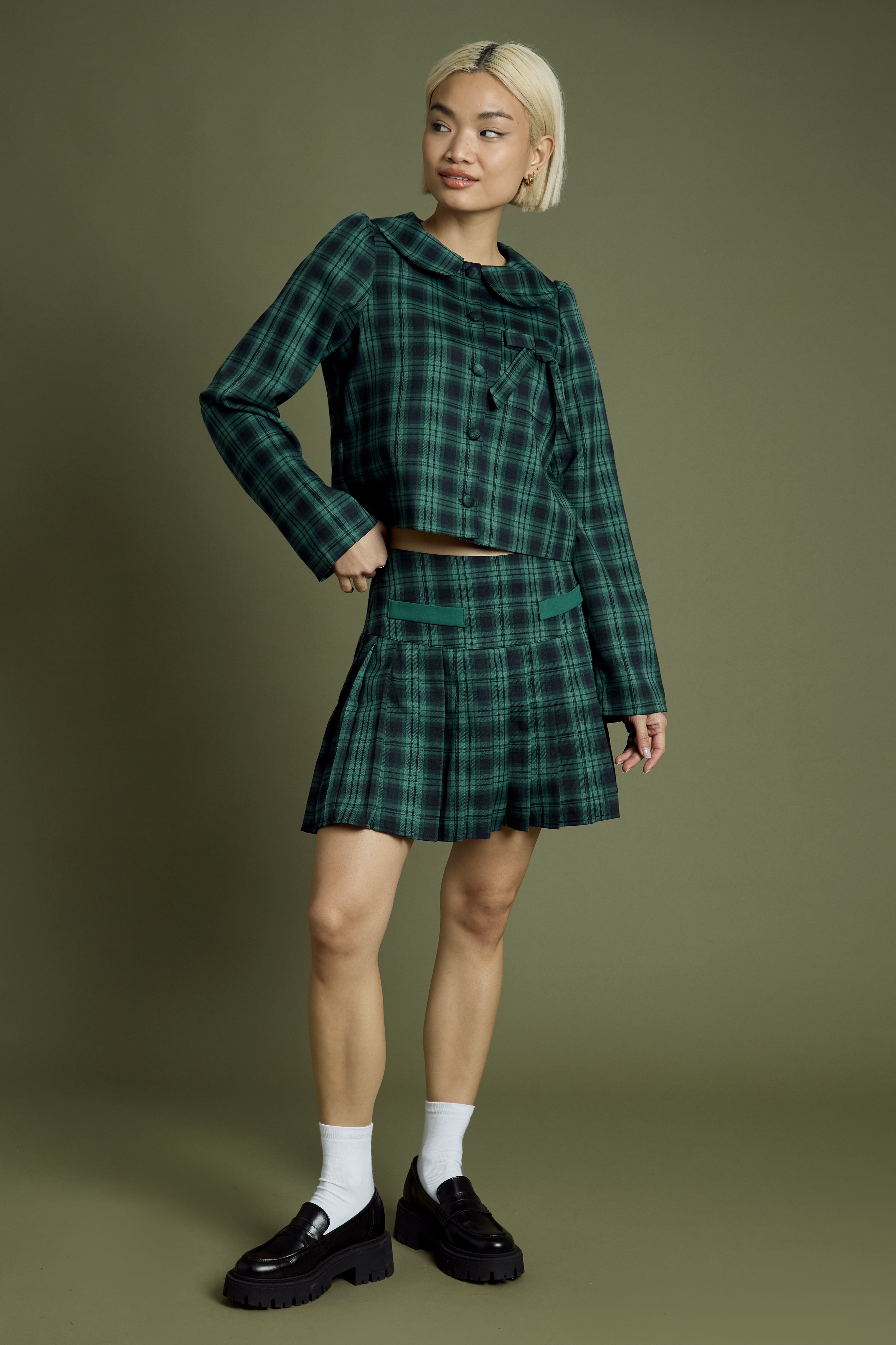 Macy Tartan Cropped Jacket