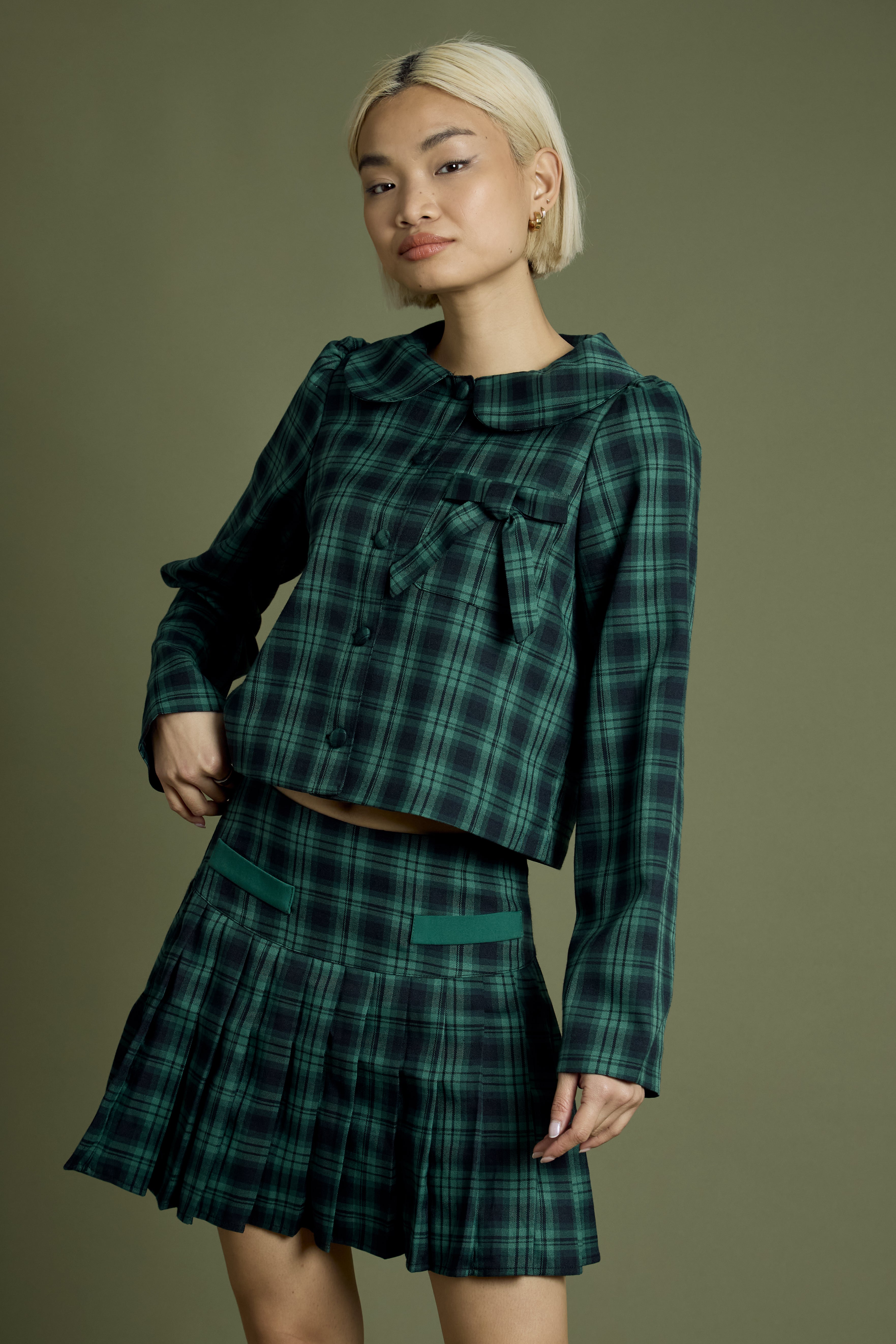 Macy Tartan Cropped Jacket