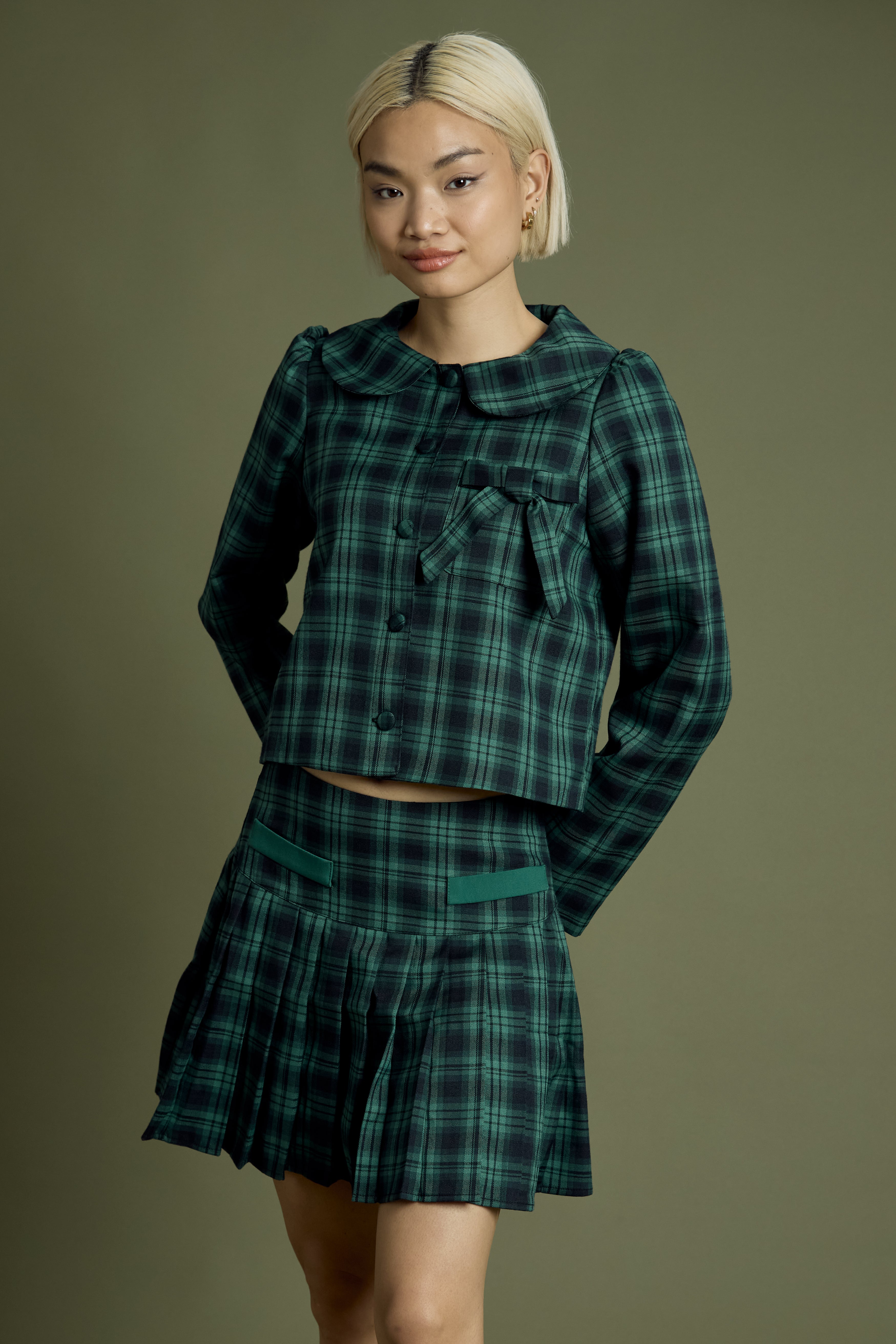 Macy Tartan Cropped Jacket