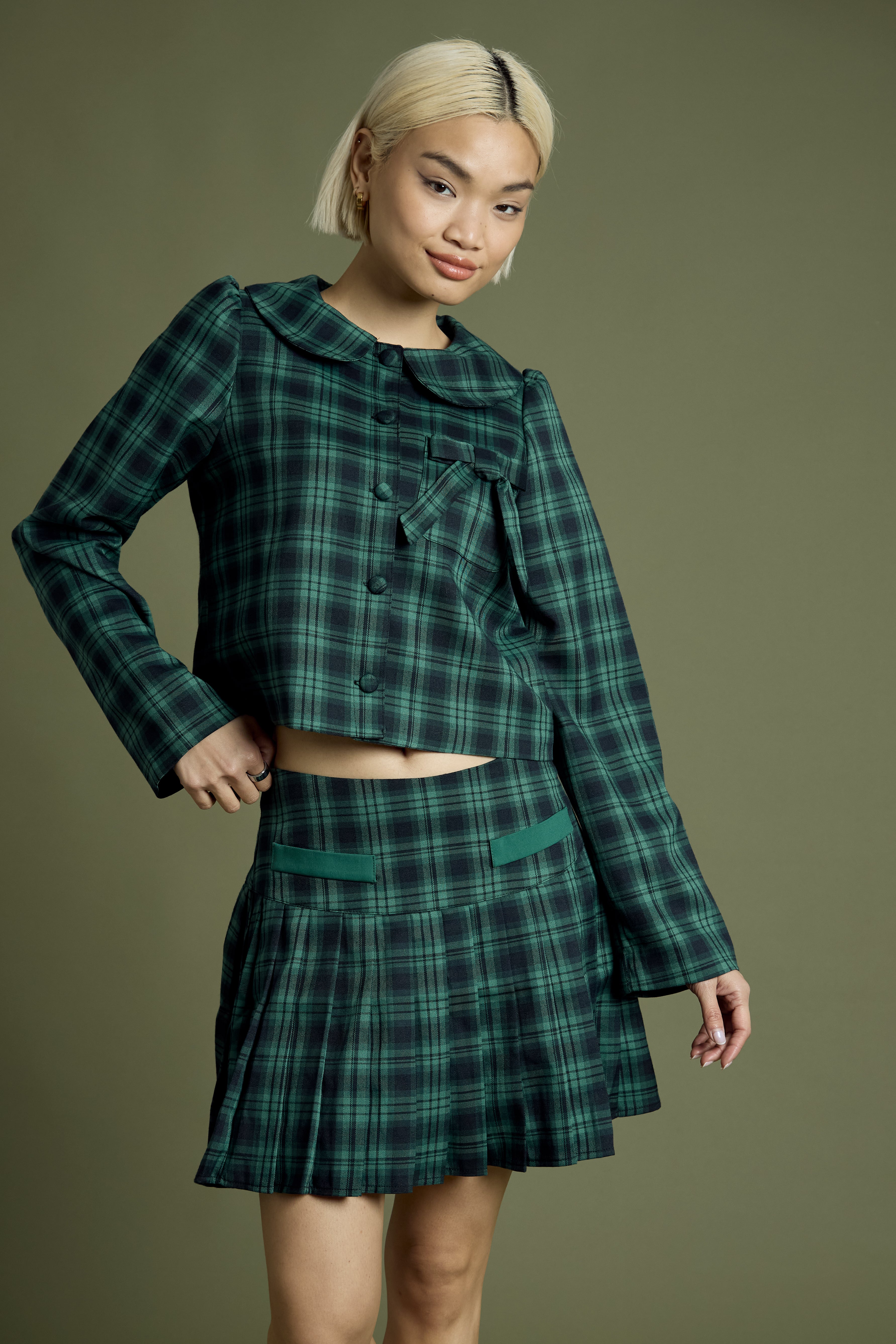 Macy Tartan Cropped Jacket