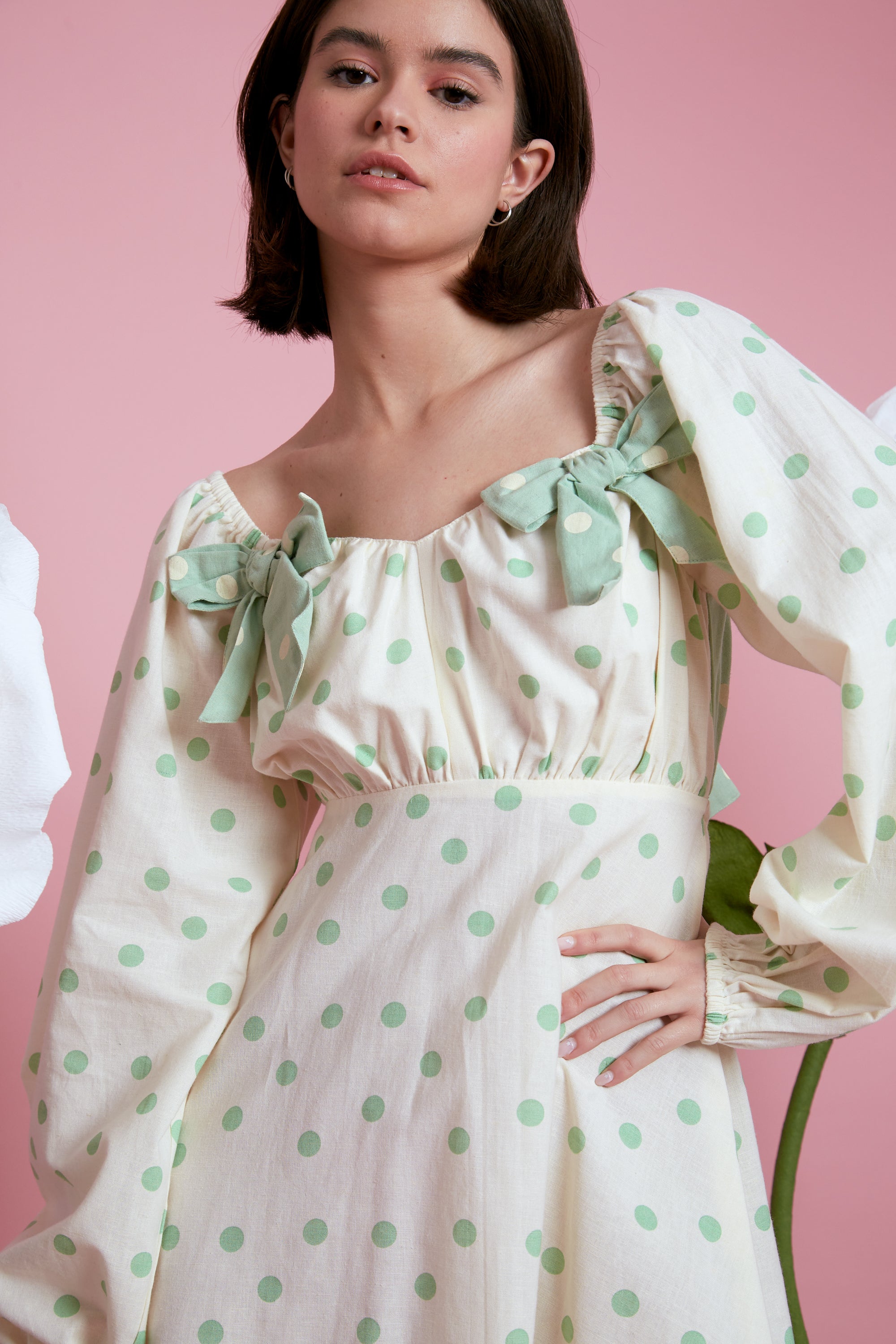 Priscilla Mini Polka Dot Dress - Green – Neon Rose